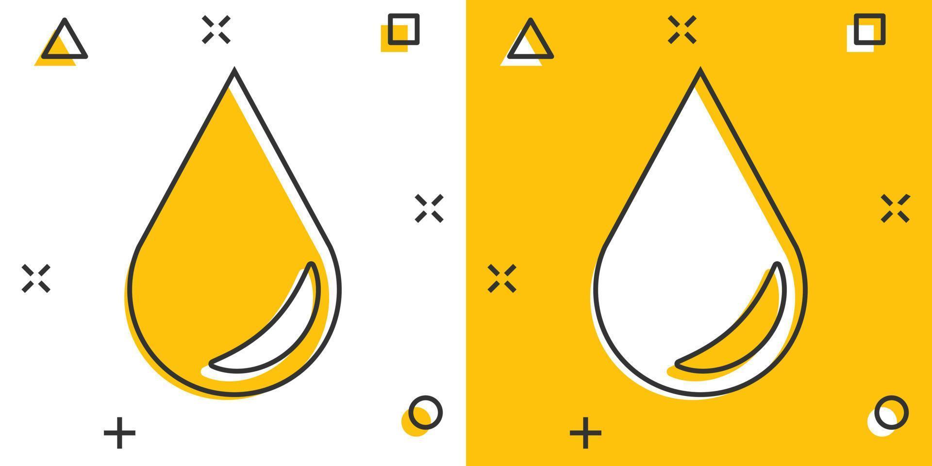 Water drop icon in comic style. Raindrop vector cartoon illustration pictogram. Droplet water blob business concept splash effect.
