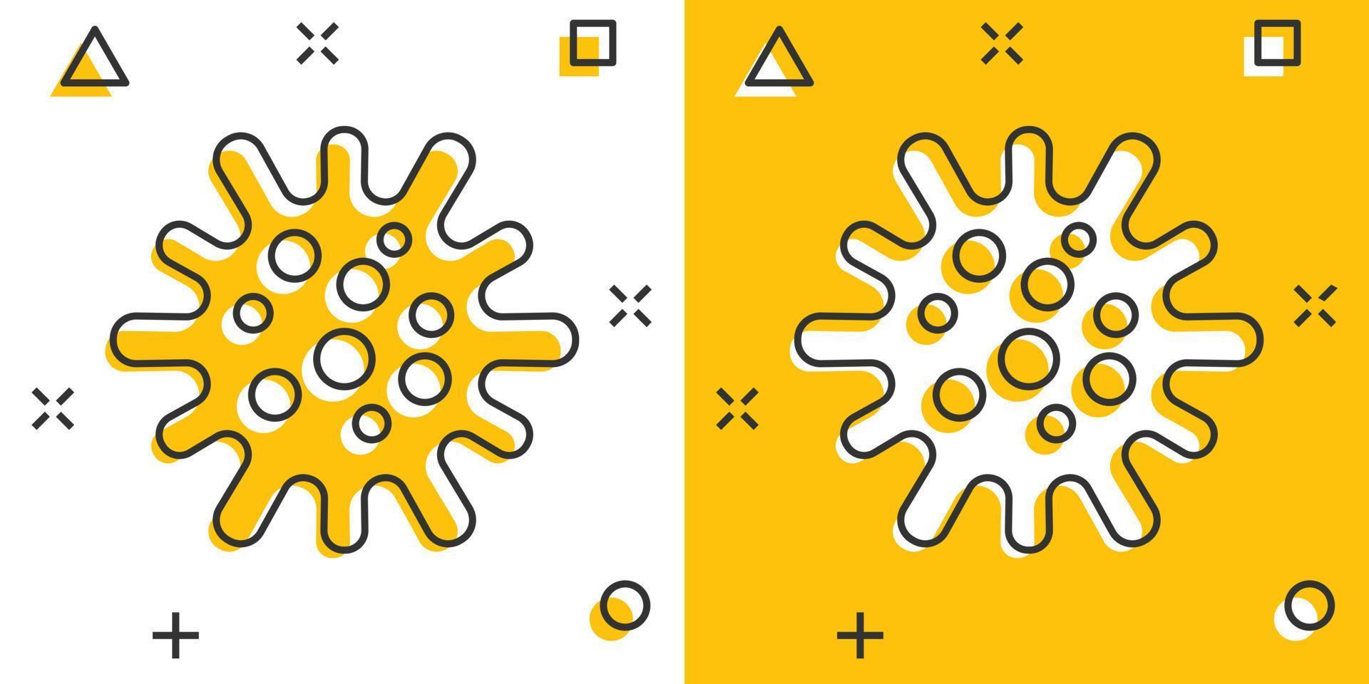 icono de bacterias de la enfermedad en estilo cómico. ilustración de vector de dibujos animados de alergia sobre fondo blanco aislado. concepto de negocio de efecto de salpicadura de virus microbio.