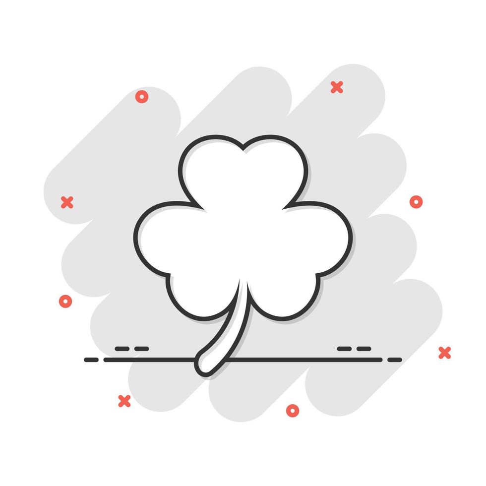 Four leaf clover icon in flat style. St Patricks Day vector illustration on white isolated background. Flower shape business concept.