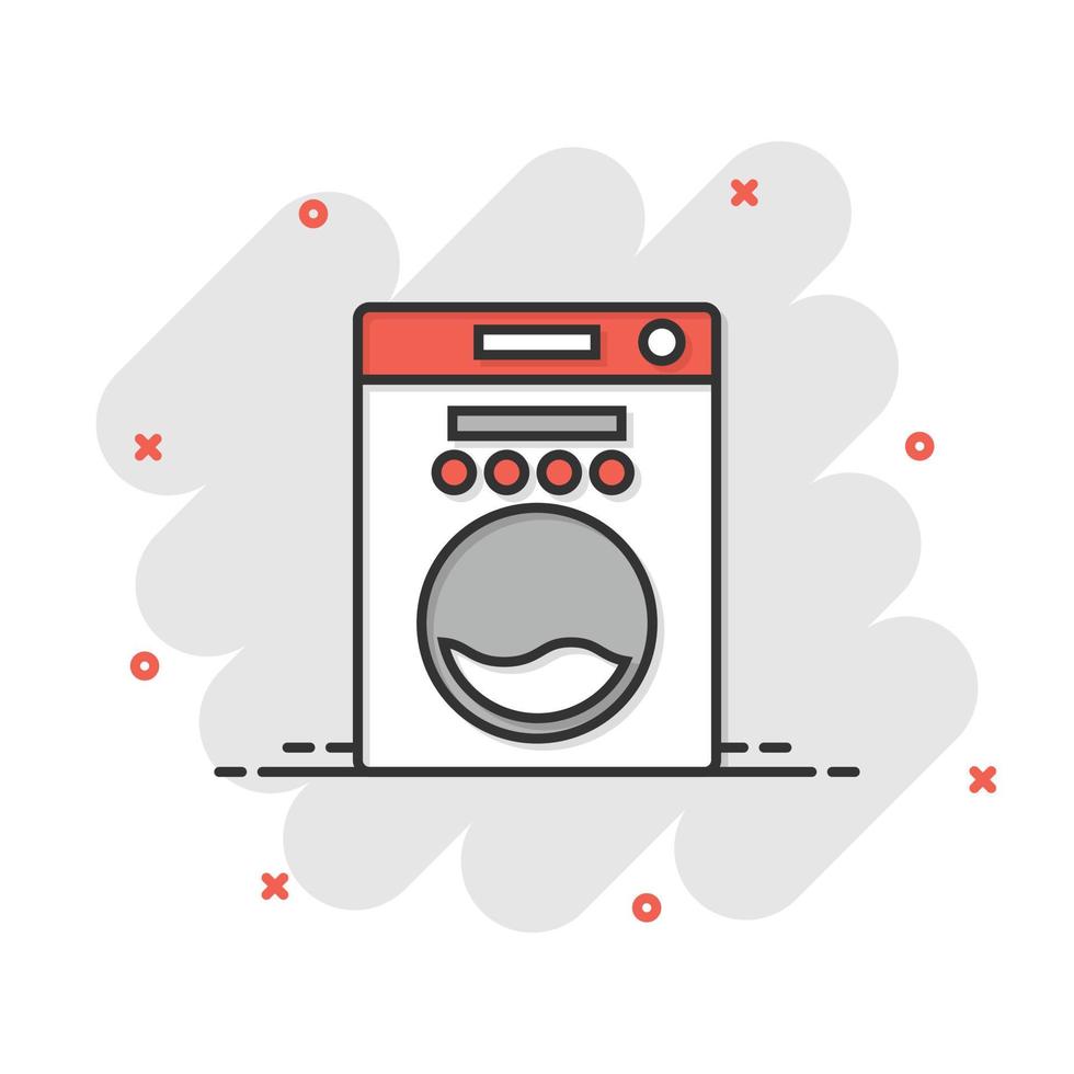 Washing machine icon in flat style. Washer vector illustration on white isolated background. Laundry business concept.