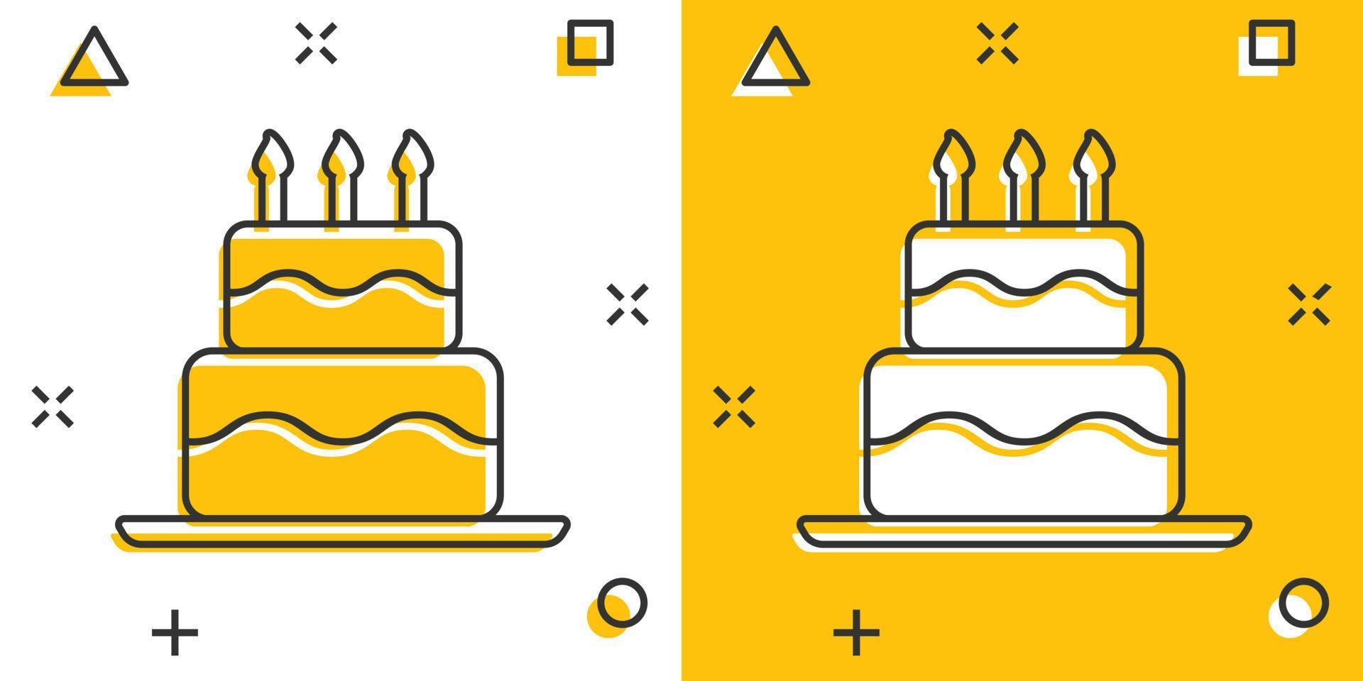 Cartoon birthday cake icon in comic style. Fresh pie muffin sign illustration pictogram. Cupcake business concept. vector