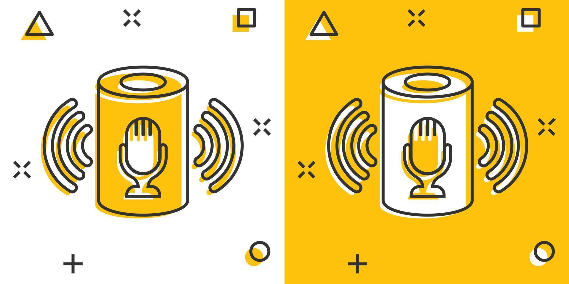 Voice assistant icon in comic style. Smart home assist vector cartoon illustration on white isolated background. Command center business concept splash effect.