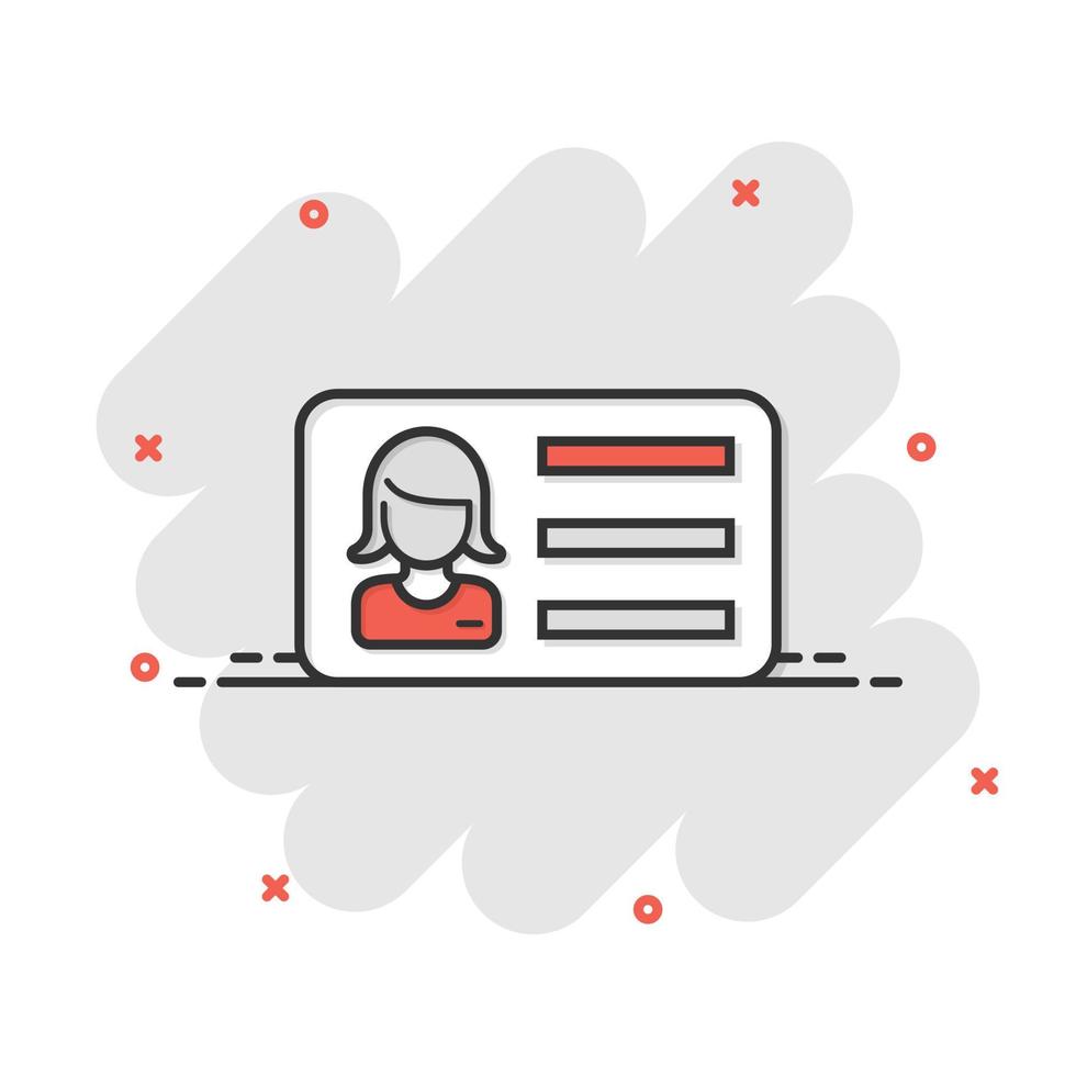 icono de la tarjeta de identificación de las mujeres en estilo cómico. ilustración de vector de icono de la tarjeta de identificación de las mujeres en estilo cómico. ilustración de vector de