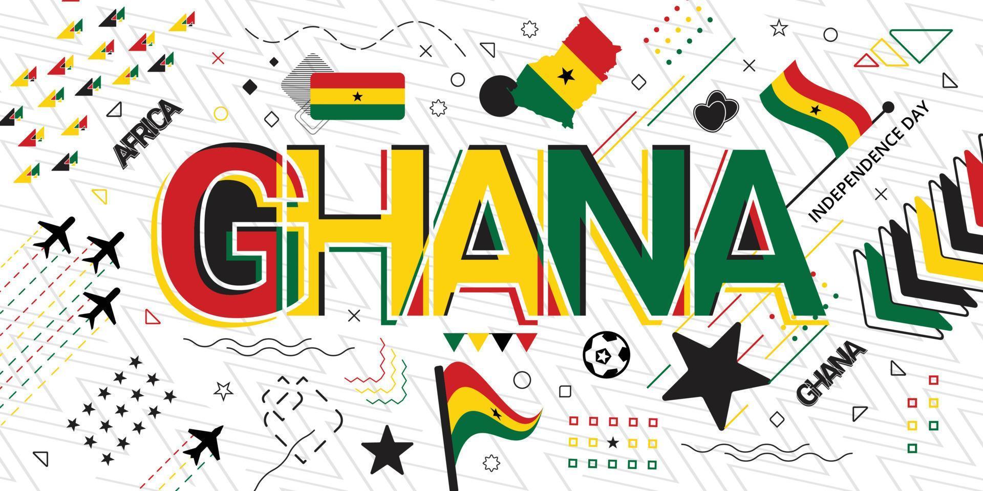 Ghana background memphis geometry style, to commemorate the big day in the country vector