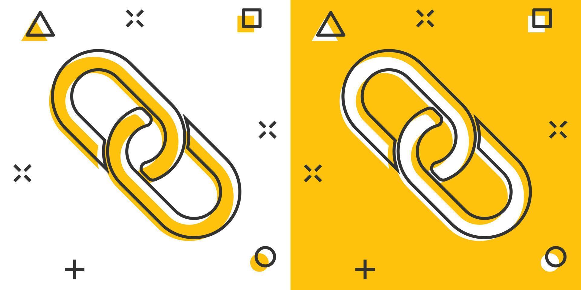 Vector cartoon chain icon in comic style. Connection sign illustration pictogram. Chain business splash effect concept.