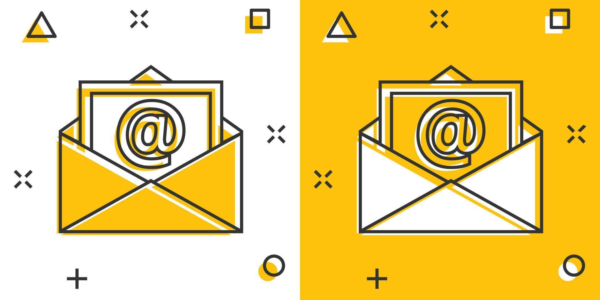 Vector cartoon mail envelope icon in comic style. Email sign illustration pictogram. Mail business splash effect concept.