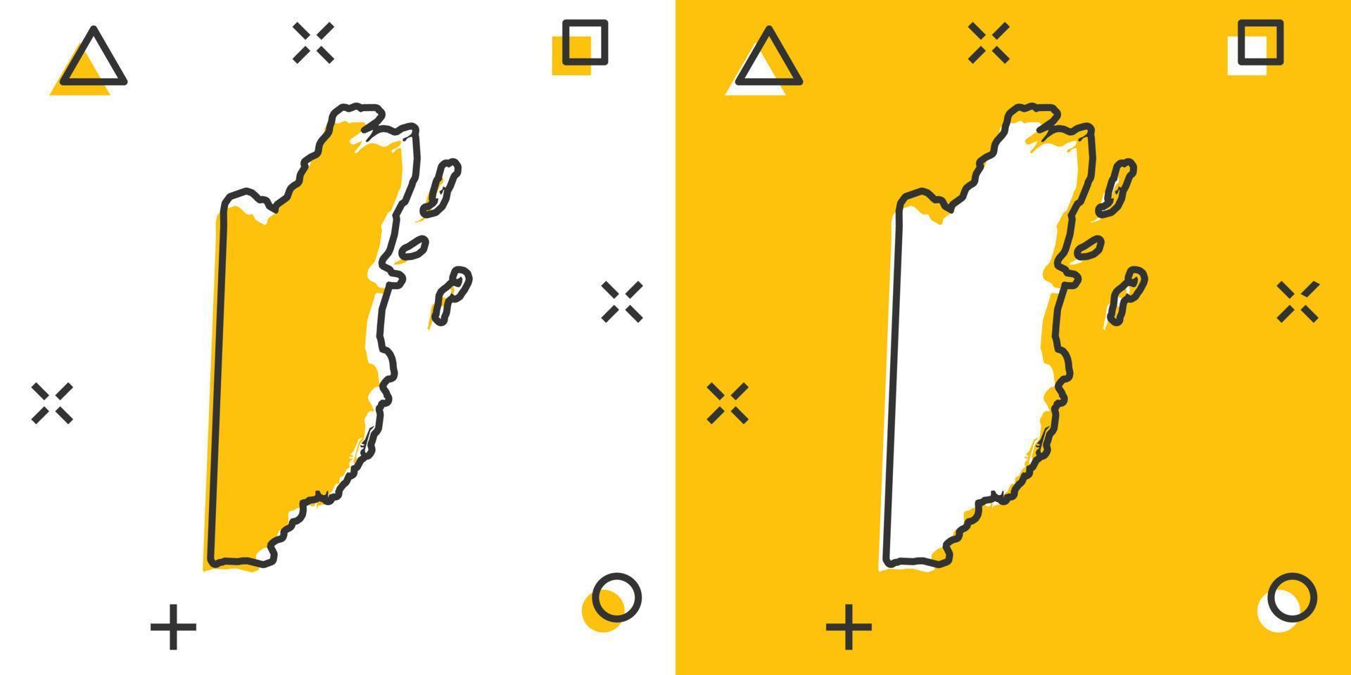 Vector cartoon Belize map icon in comic style. Belize sign illustration pictogram. Cartography map business splash effect concept.
