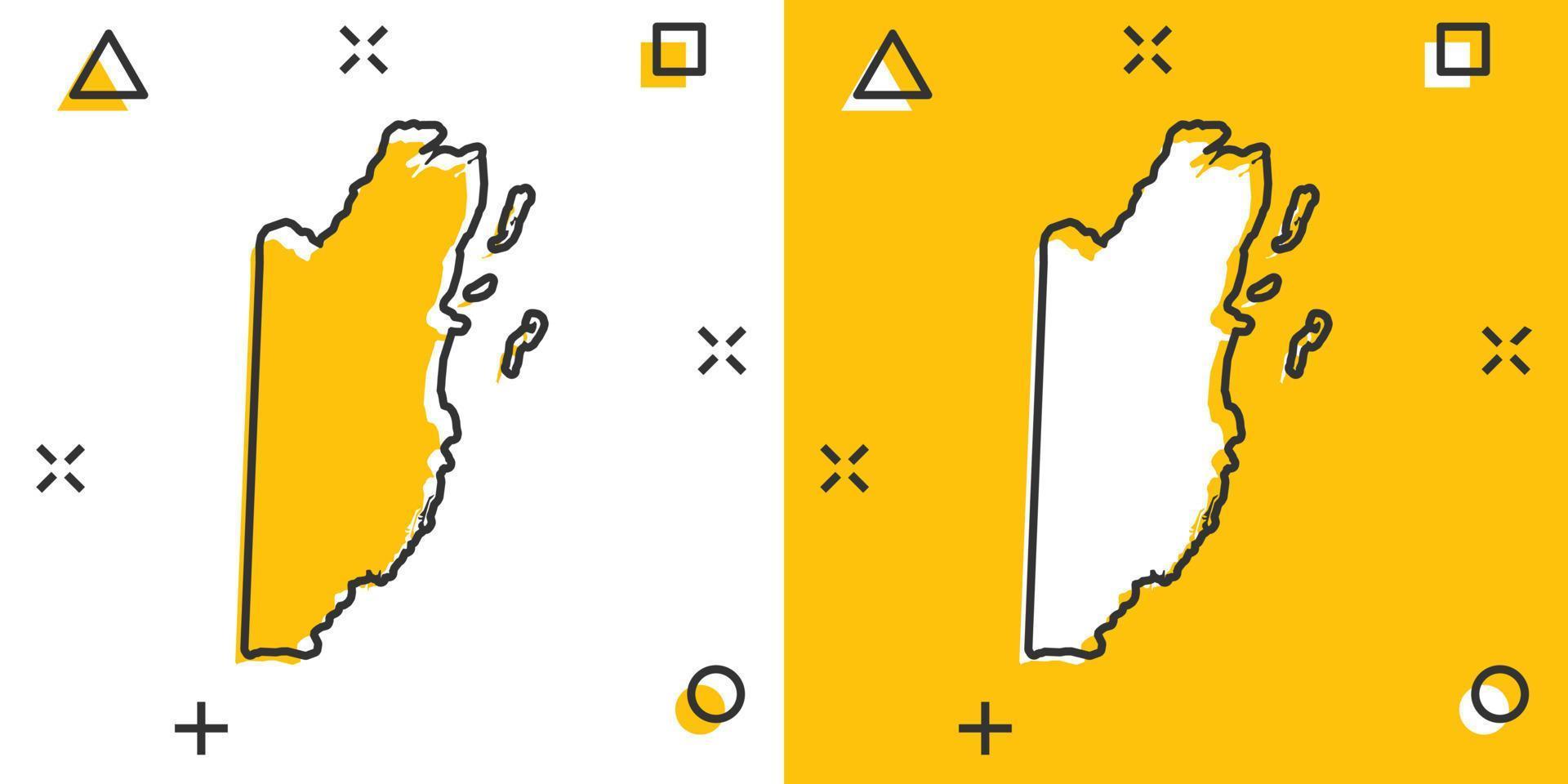 icono de mapa de belice de dibujos animados vectoriales en estilo cómico. Pictograma de ilustración de signo de Belice. concepto de efecto de salpicadura de negocio de mapa de cartografía. vector