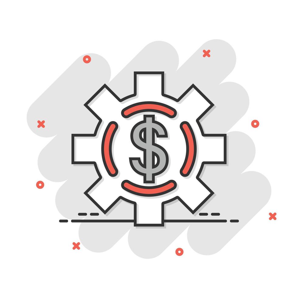 Money revenue icon in comic style. Dollar coin cartoon vector illustration on white isolated background. Finance structure splash effect business concept.