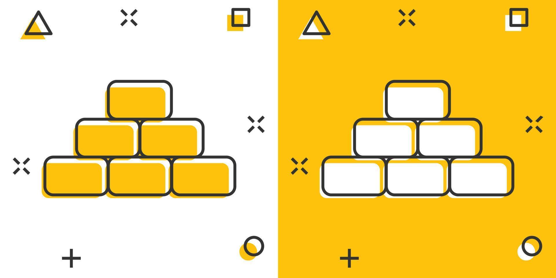 icono de ladrillo de pared de dibujos animados de vector en estilo cómico. pictograma de ilustración de signo de pared. concepto de efecto de salpicadura de negocio de piedra.