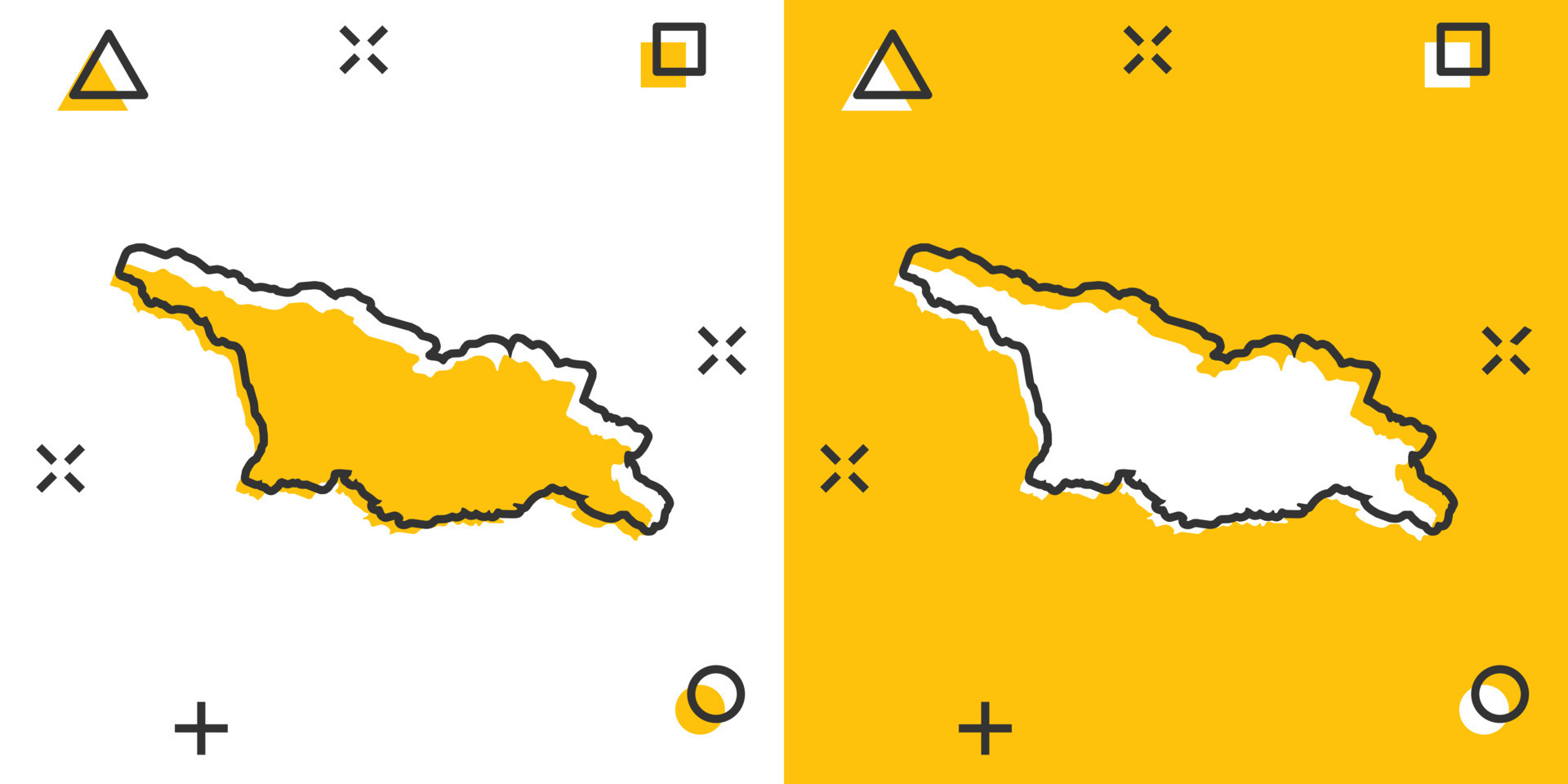 Vector cartoon Georgia map icon in comic style. Georgia sign
