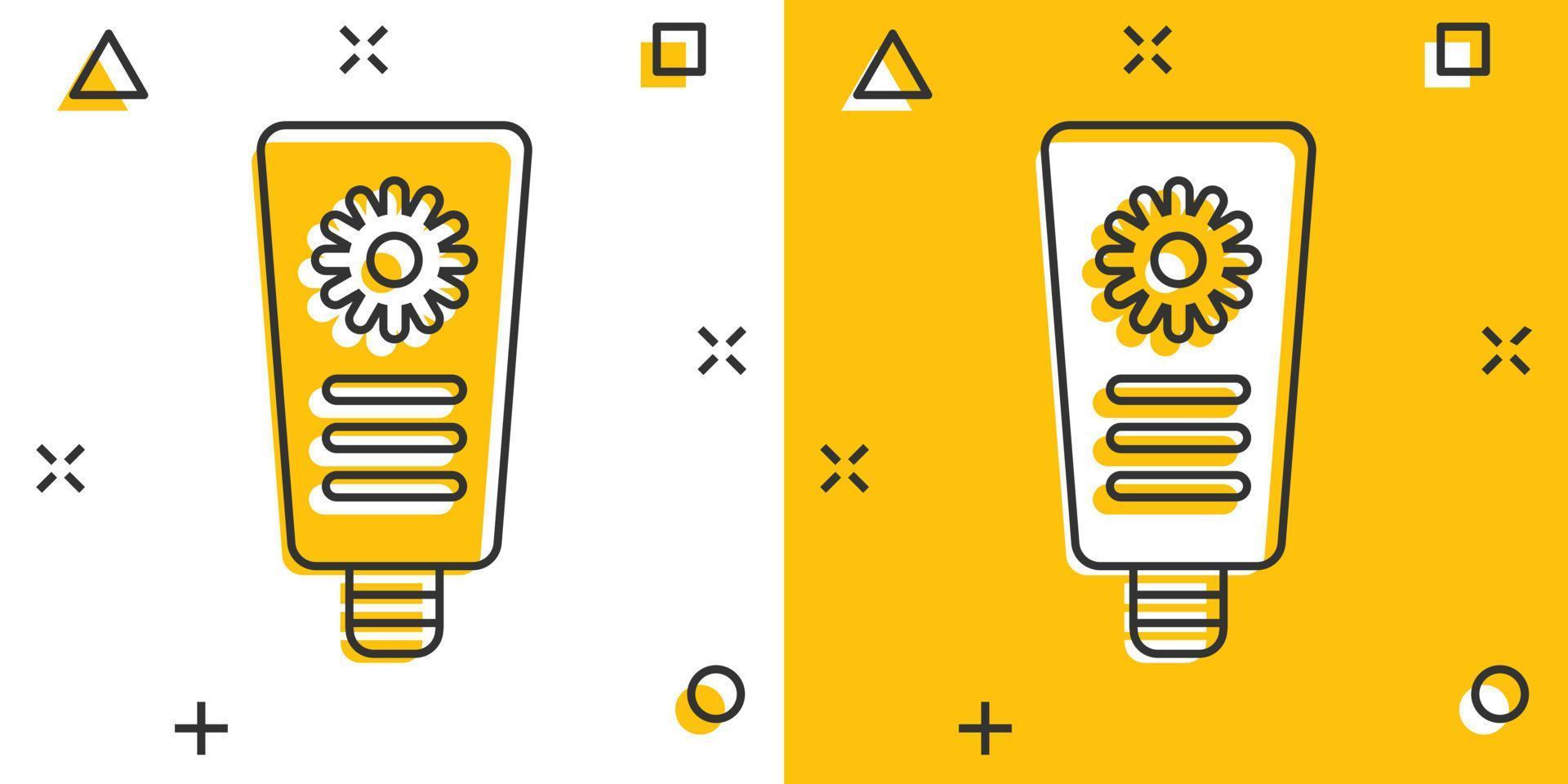 icono de protección solar en estilo cómico. ilustración de vector de dibujos animados de crema de bloqueador solar sobre fondo blanco aislado. concepto de negocio de efecto de salpicadura de atención spf.