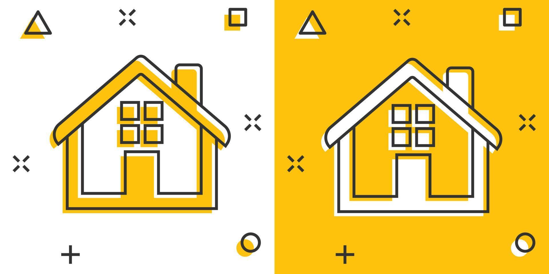 Cartoon house icon in comic style. Home illustration pictogram. House splash business concept. vector