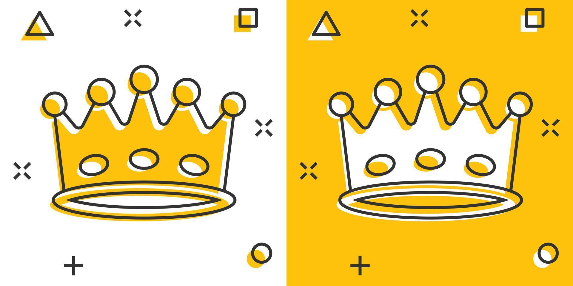 icono de diadema de corona de dibujos animados vectoriales en estilo cómico. pictograma de ilustración de corona de realeza. rey, concepto de efecto de salpicadura de negocios de realeza princesa. vector