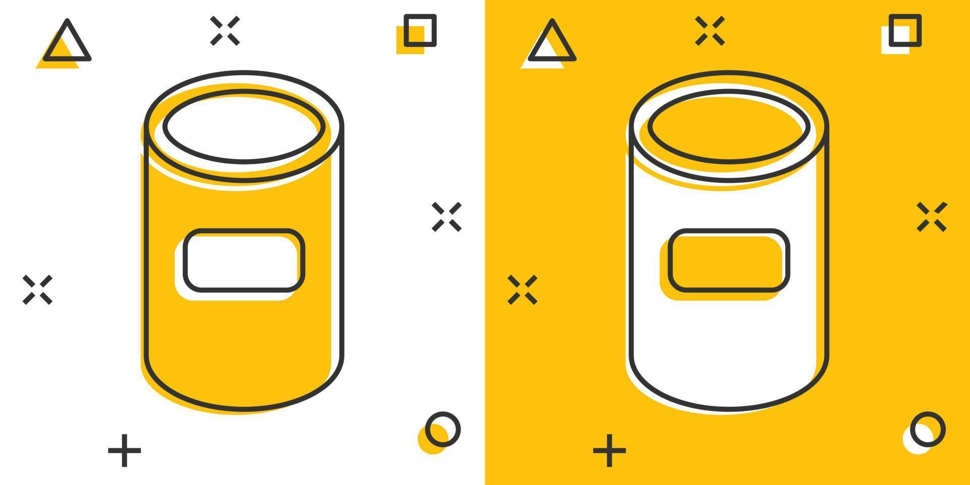 Trash bin garbage icon in comic style. Trash bucket vector cartoon illustration pictogram. Garbage basket business concept splash effect.