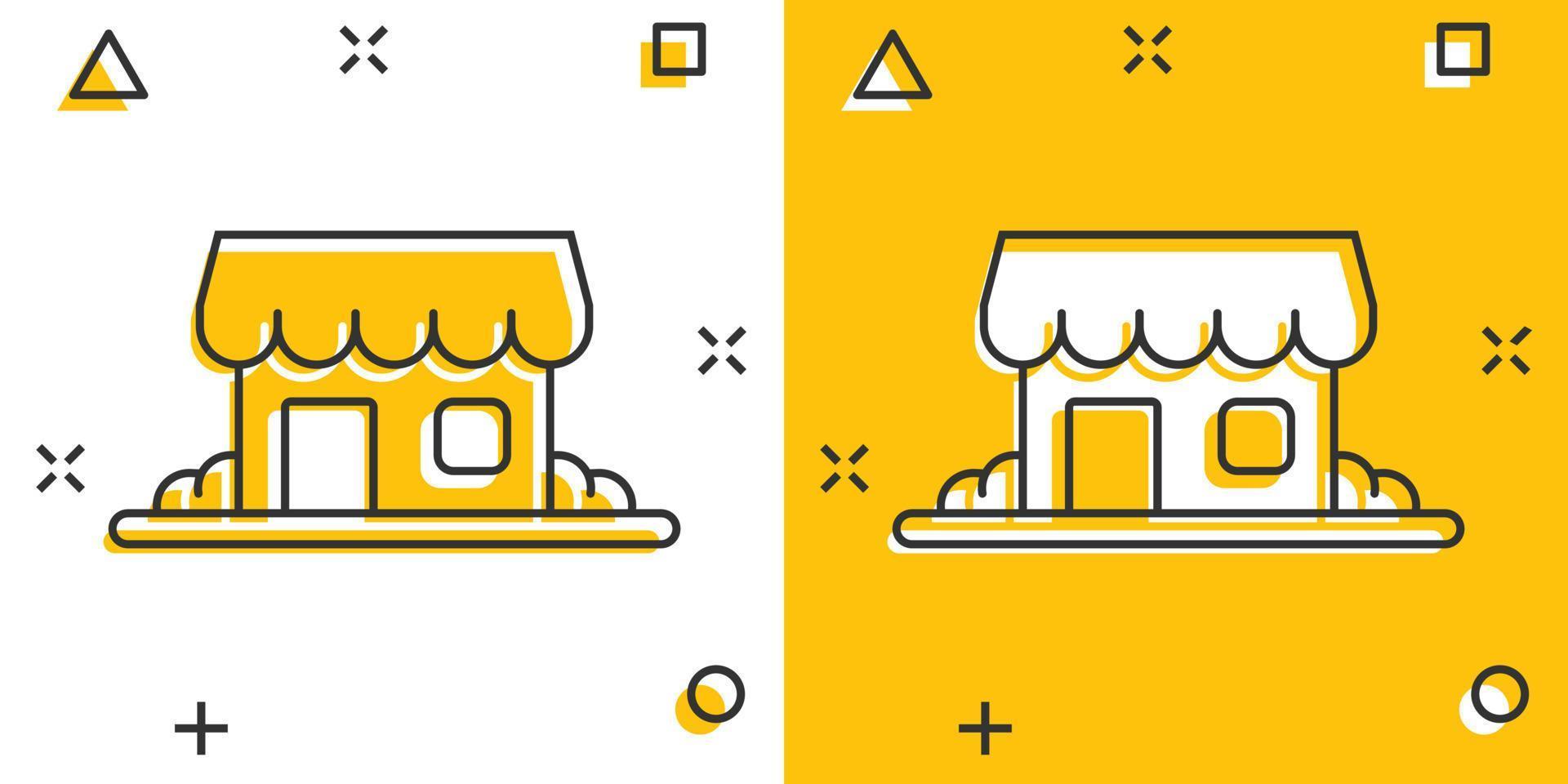 Building icon in comic style. Home cartoon vector illustration on white isolated background. House splash effect business concept.