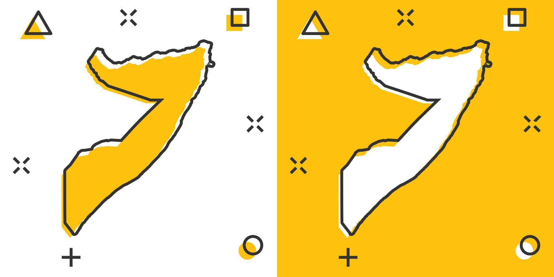 icono de mapa de somalia de dibujos animados vectoriales en estilo cómico. pictograma de ilustración de signo de somalia. concepto de efecto de salpicadura de negocio de mapa de cartografía. vector