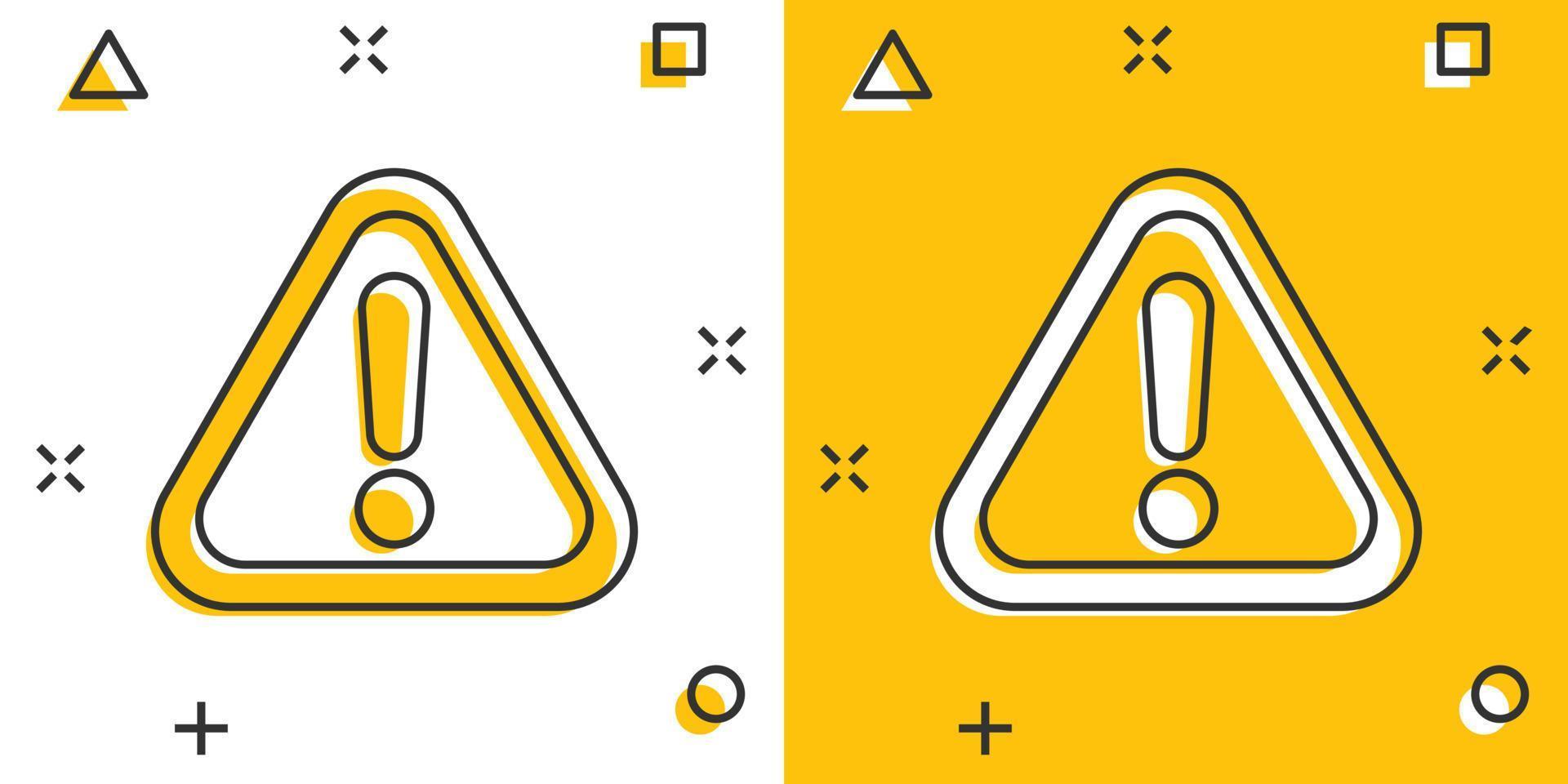 icono de signo de exclamación en estilo cómico. pictograma de ilustración de dibujos animados de vector de alarma de peligro. precaución riesgo concepto de negocio efecto de salpicadura.