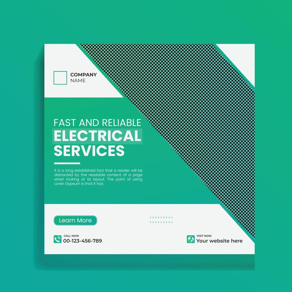 Modern and clean elctrician services social media banner design vector