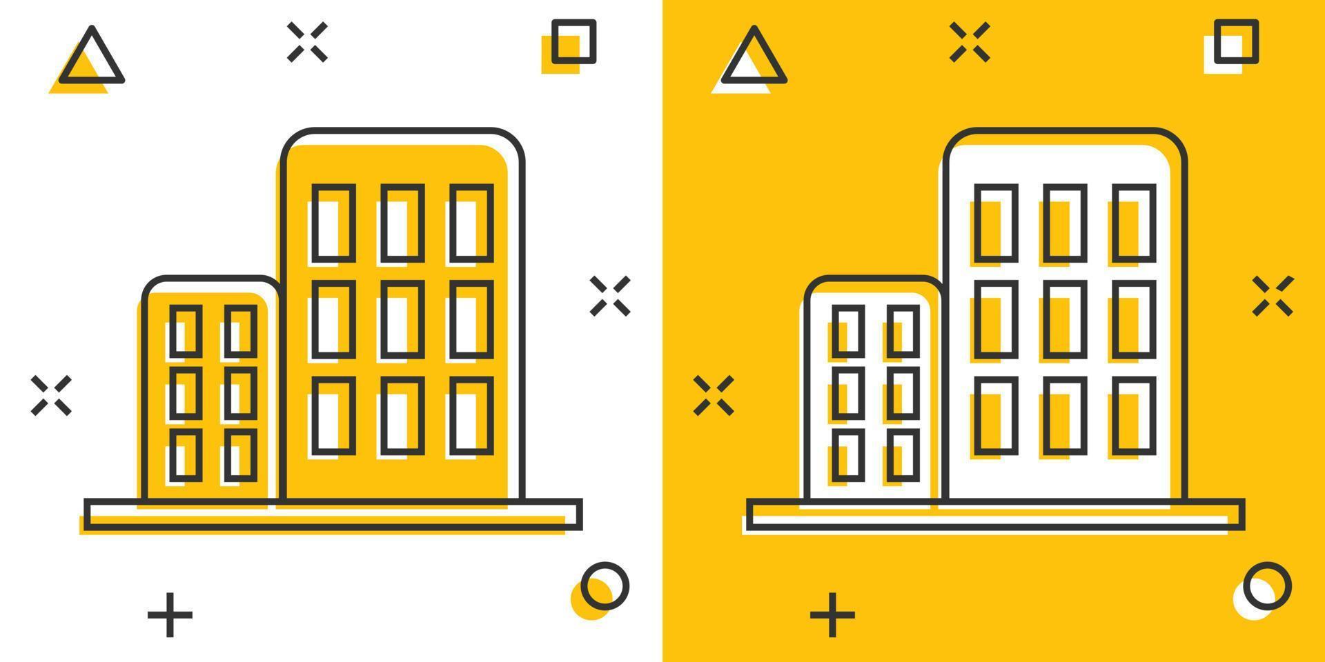 edificio de dibujos animados vectoriales en estilo cómico. pictograma de ilustración de signo de casa. concepto de efecto de salpicadura de negocio de construcción. vector