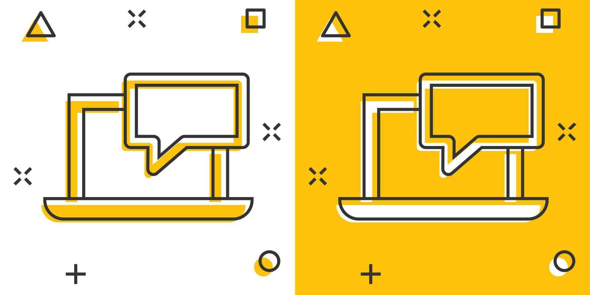 Online training process icon in comic style. Webinar seminar vector cartoon illustration pictogram. E-learning business concept splash effect.