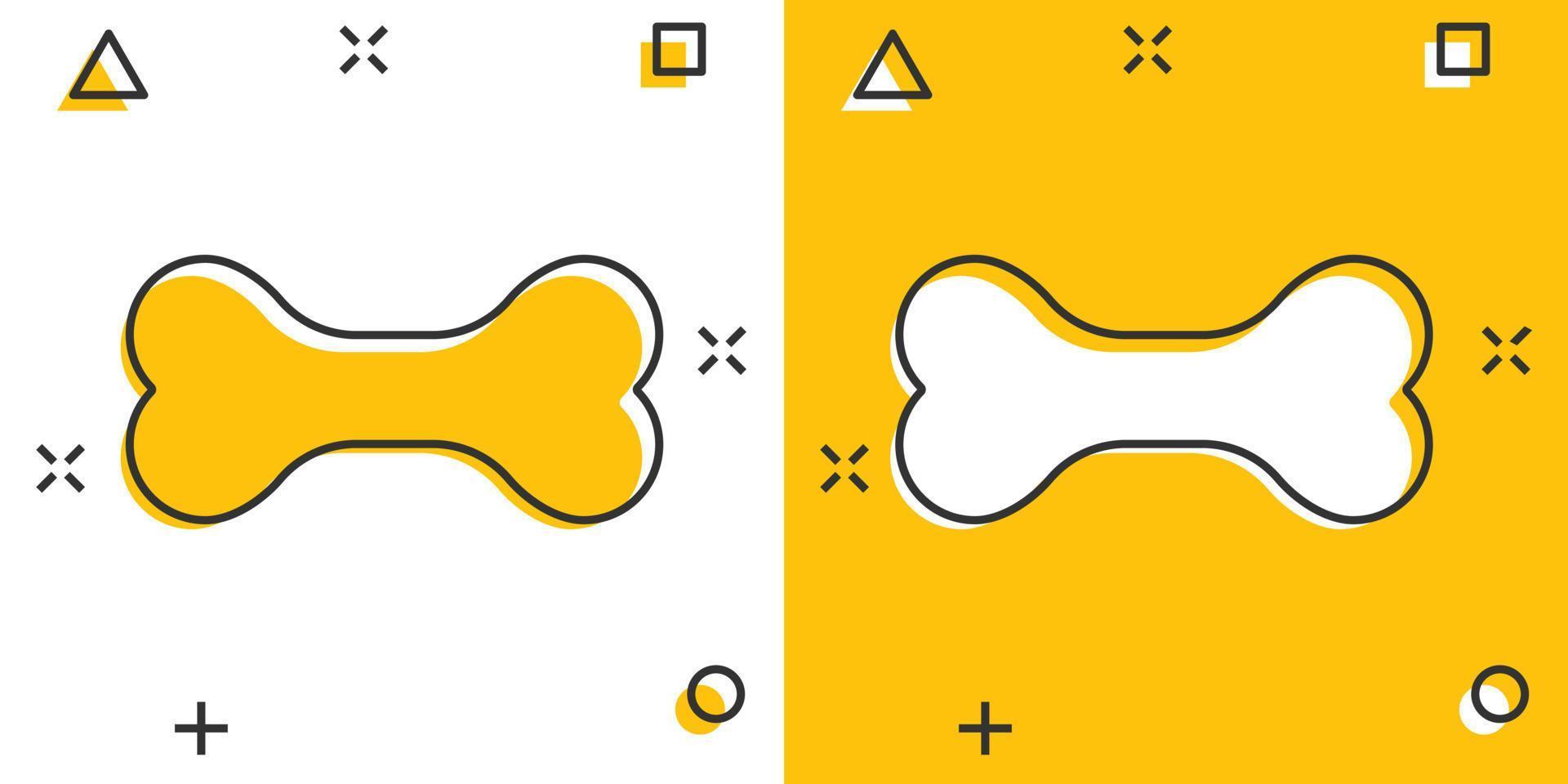 Vector cartoon dog bone toy icon in comic style. Bone sign illustration pictogram. Skeleton business splash effect concept.