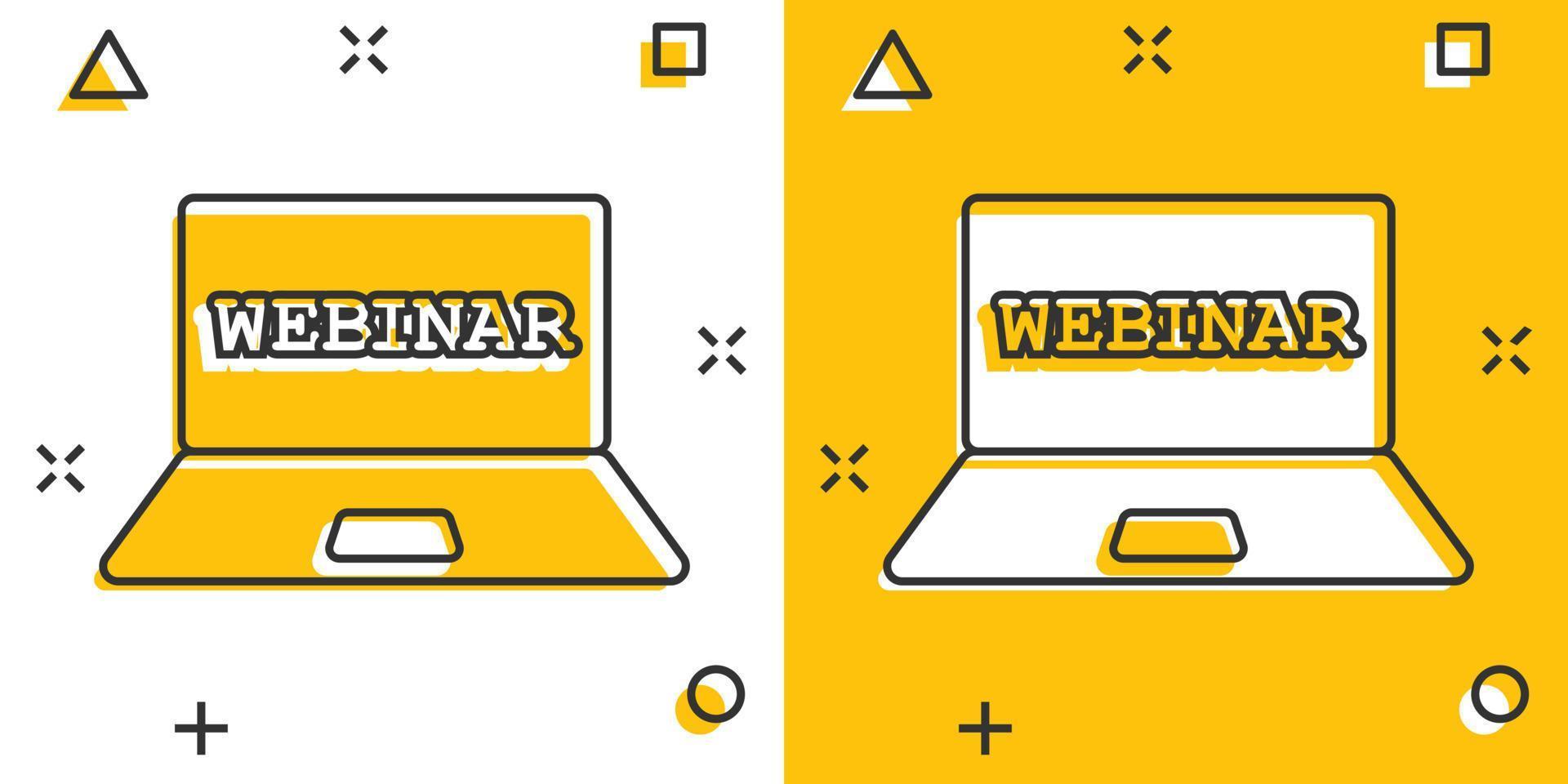 Online training process icon in comic style. Webinar seminar vector cartoon illustration pictogram. E-learning business concept splash effect.