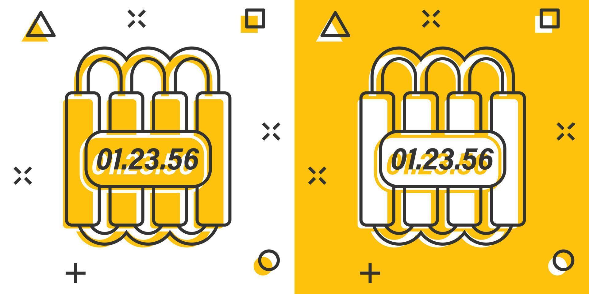 icono de bomba en estilo cómico. ilustración de vector de dibujos animados de dinamita sobre fondo blanco aislado. concepto de negocio de efecto de salpicadura c4 tnt.