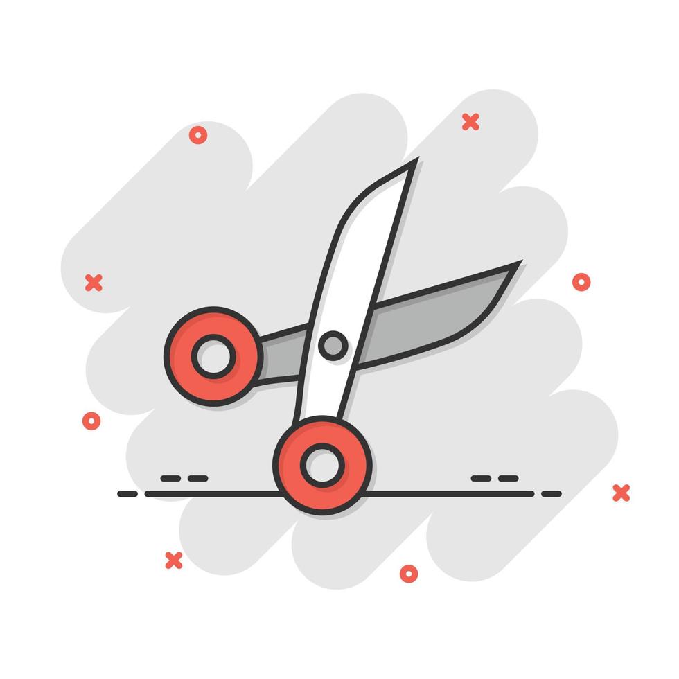 Scissor icon in flat style. Cut equipment vector illustration on white isolated background. Cutter business concept.