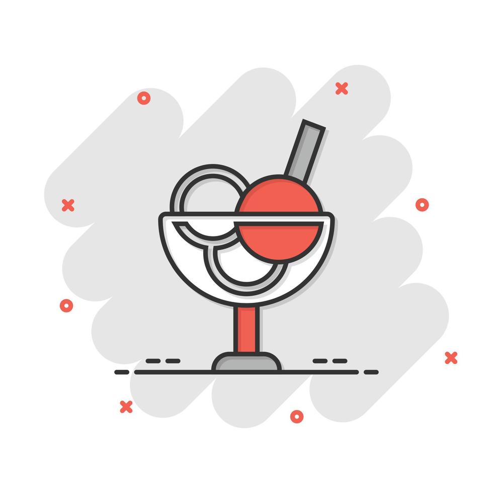 Ice cream icon in flat style. Sundae vector illustration on white isolated background. Sorbet dessert business concept.