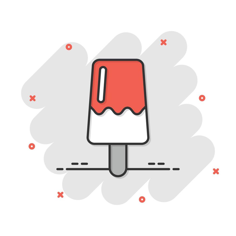 Ice cream icon in flat style. Sundae vector illustration on white isolated background. Sorbet dessert business concept.