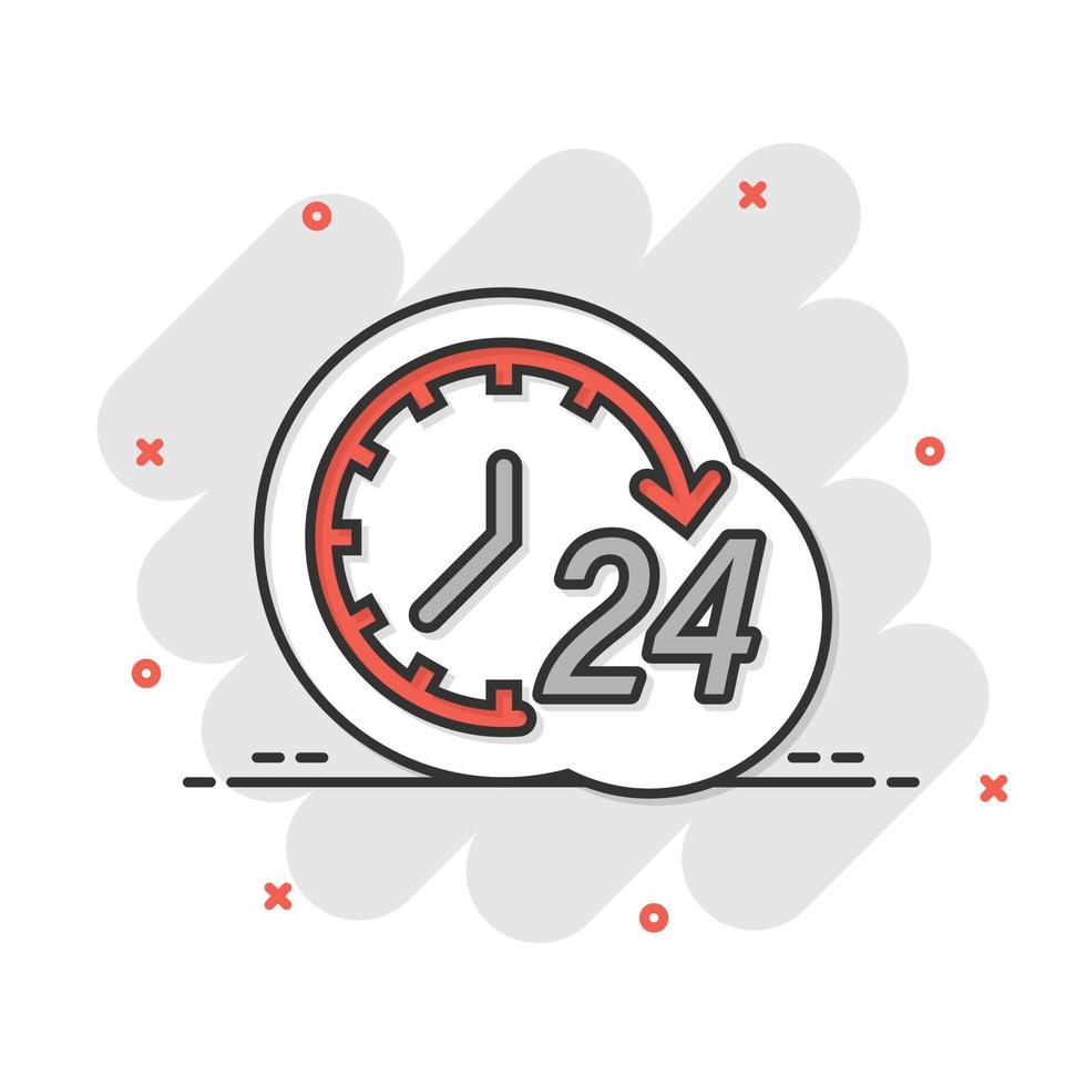 Clock icon in comic style. Watch cartoon vector illustration on white isolated background. Timer splash effect business concept.