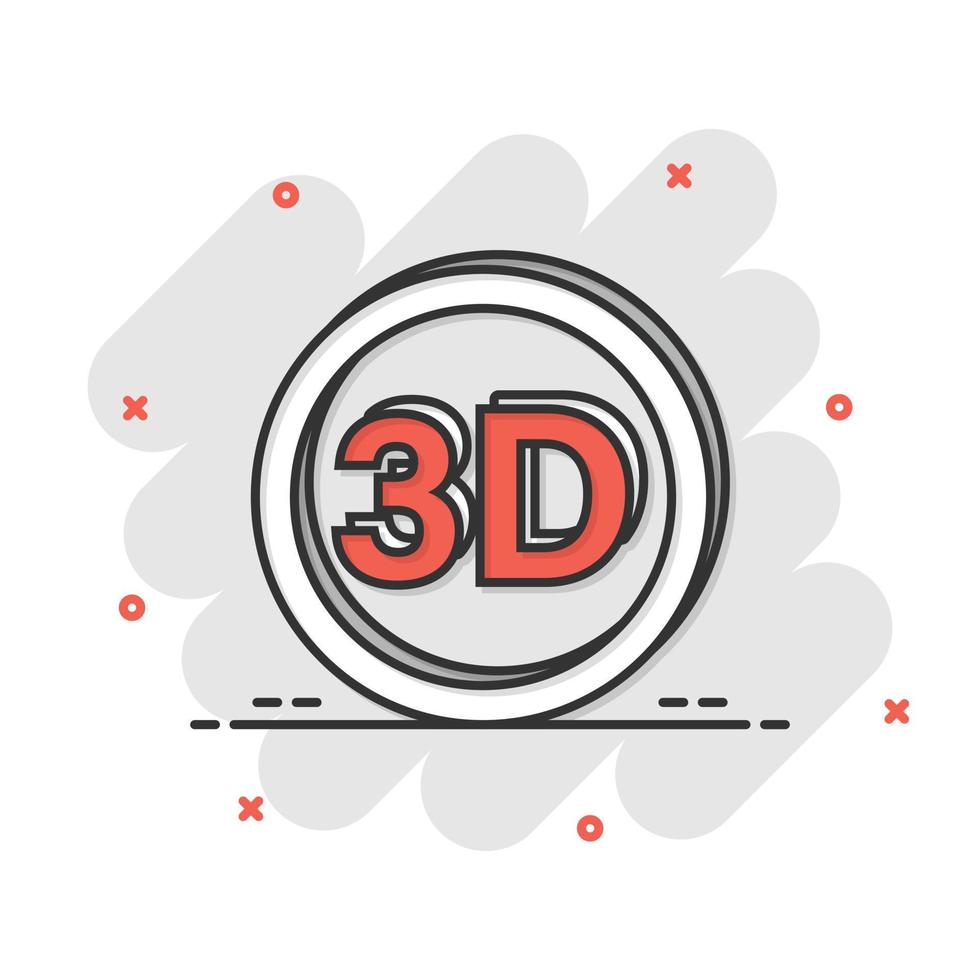 3d text icon in comic style. Word cartoon vector illustration on white isolated background. Stereoscopic technology splash effect business concept.