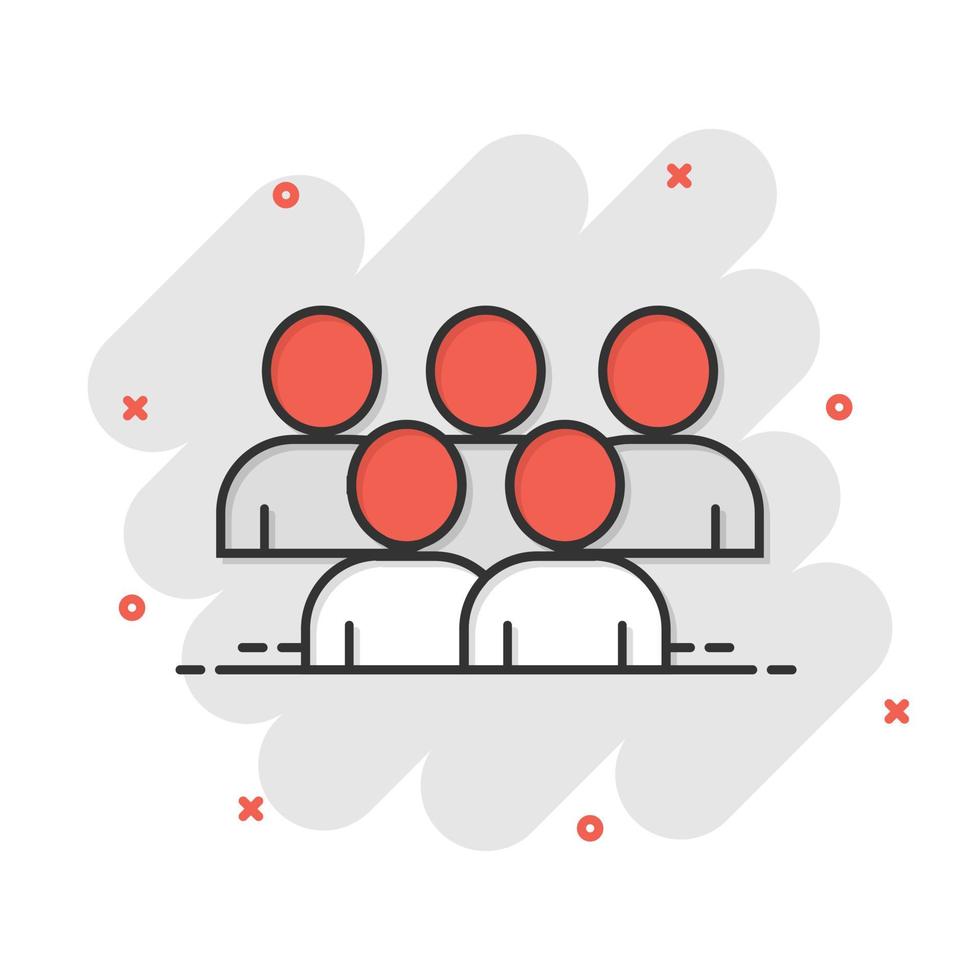 People communication icon in comic style. People cartoon vector illustration on white background. Partnership splash effect business concept.
