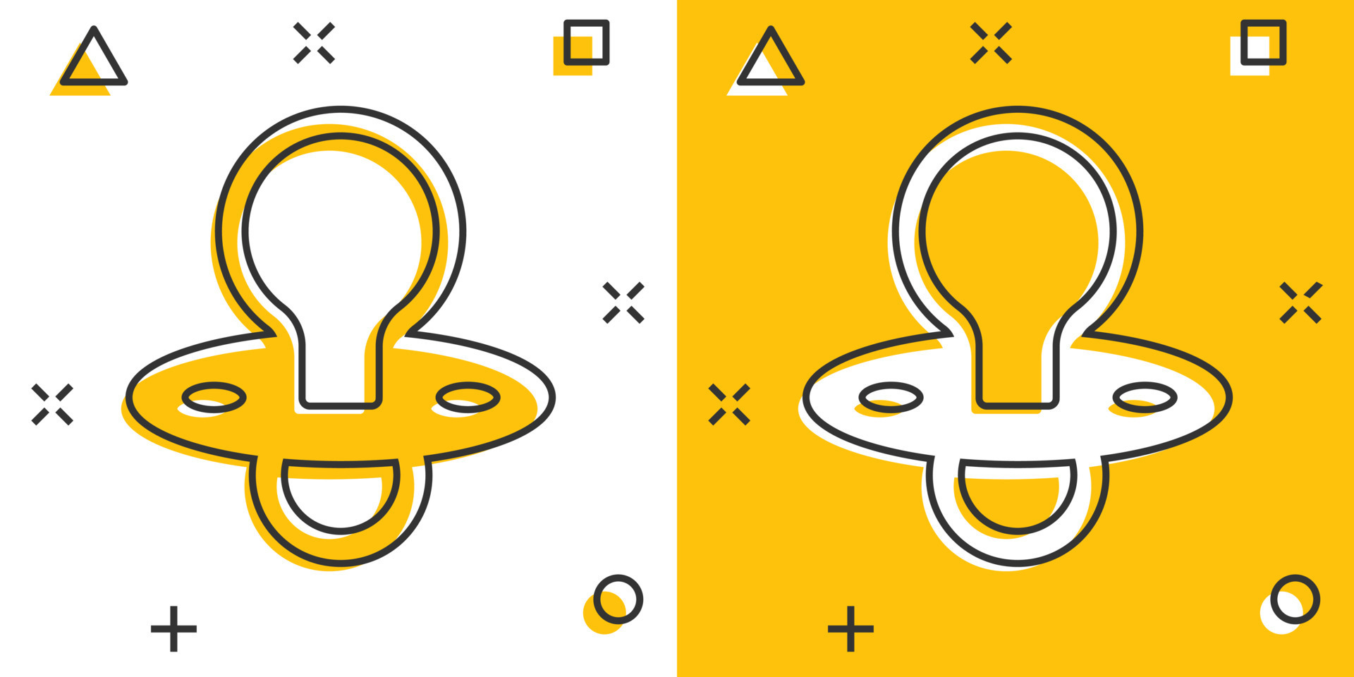 Vector cartoon baby pacifier icon in comic style. Child toy nipple sign