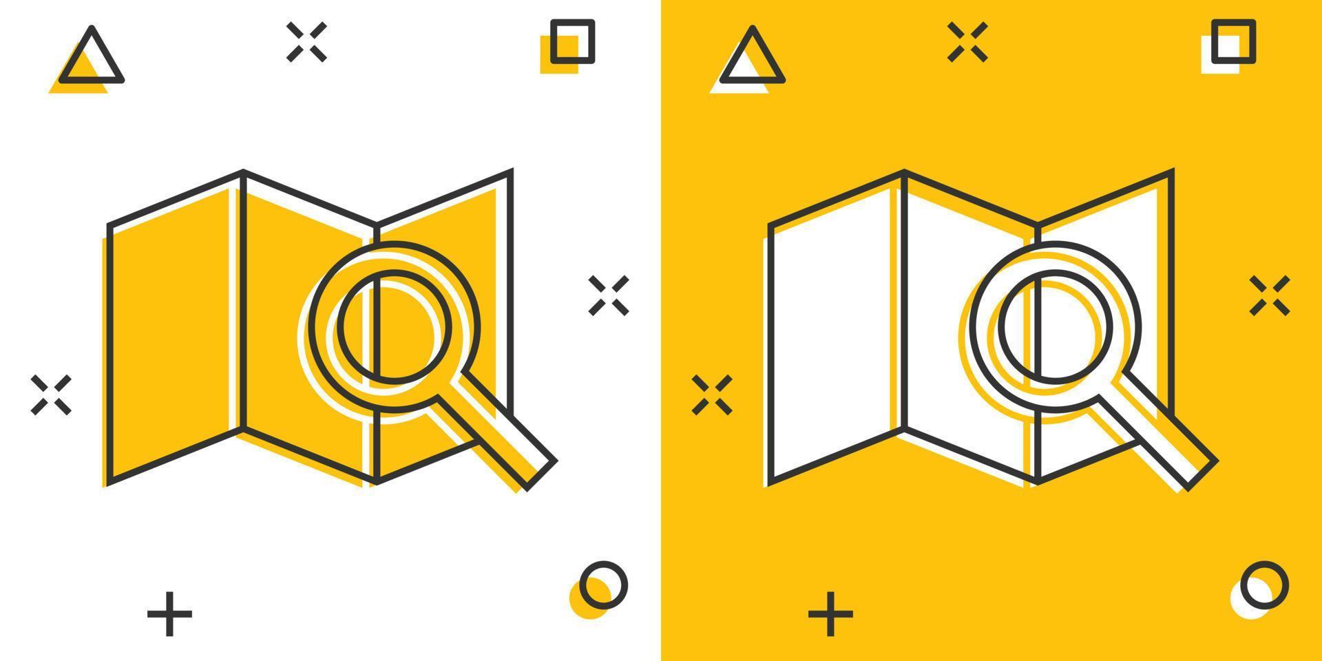 Cartoon map pin icon in comic style. Location gps illustration pictogram. Destination sign splash business concept. vector