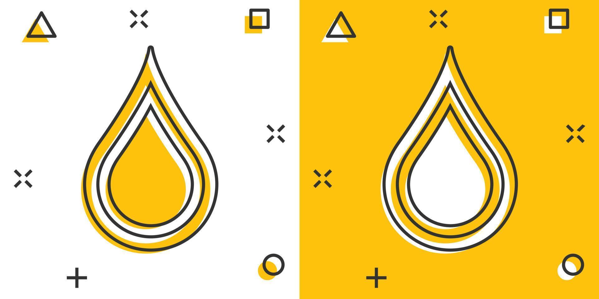 Water drop icon in comic style. Raindrop vector cartoon illustration pictogram. Droplet water blob business concept splash effect.