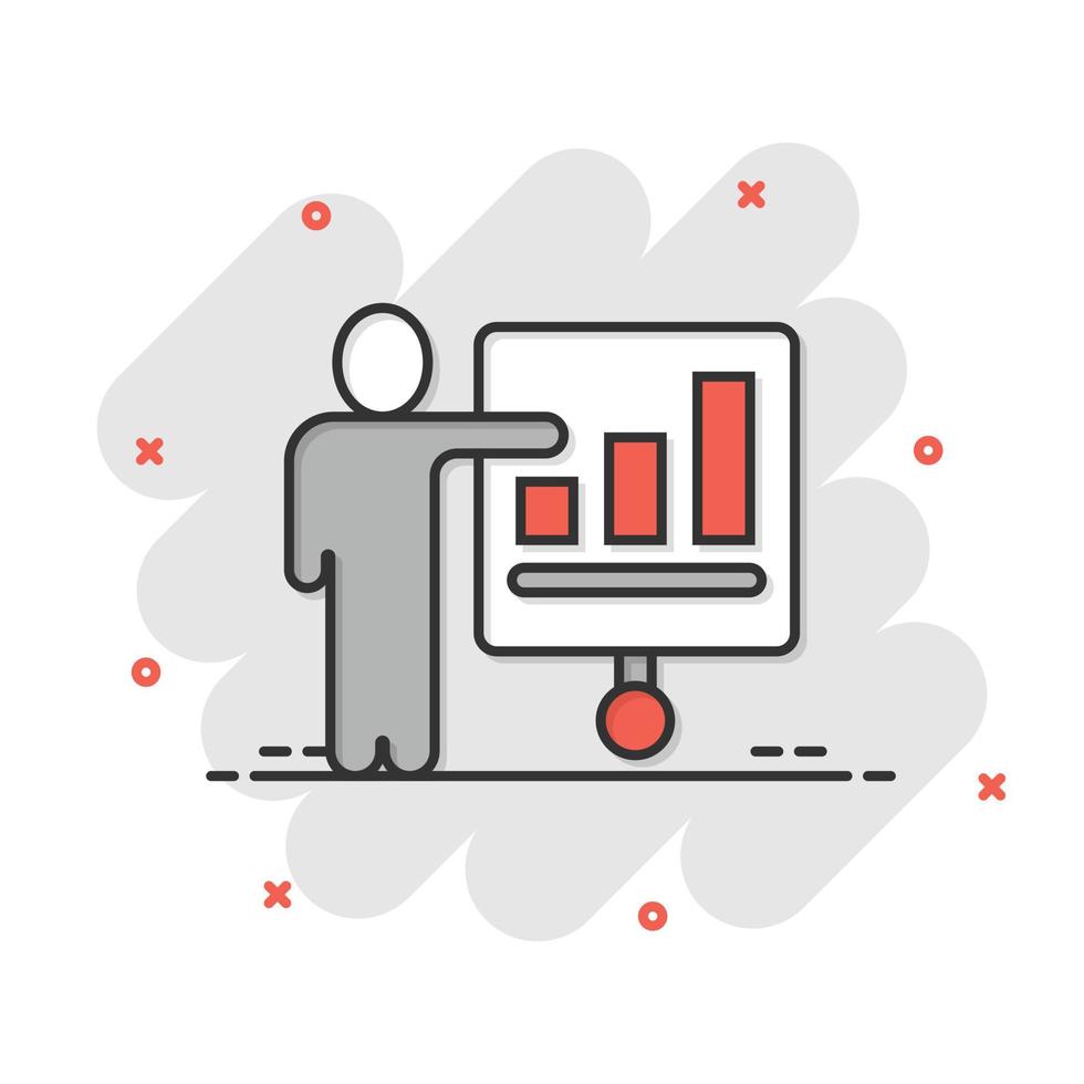 personas con icono de flecha de crecimiento en estilo cómico. ilustración de vector de dibujos animados de estrategia de trabajo sobre fondo blanco aislado. concepto de negocio de efecto de salpicadura de entrenamiento de oficina.