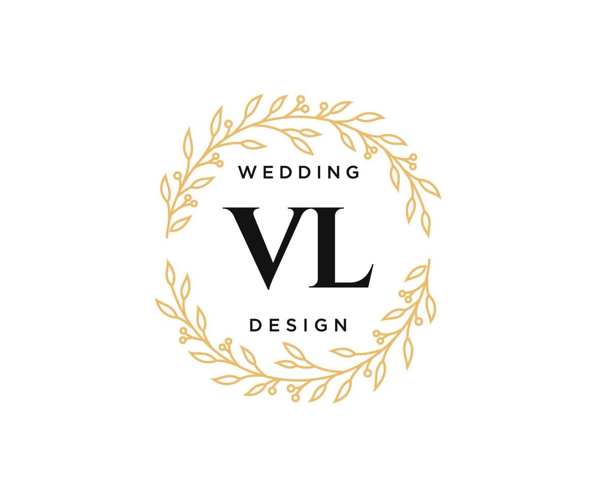 VL Initials letter Wedding monogram logos collection, hand drawn modern minimalistic and floral templates for Invitation cards, Save the Date, elegant identity for restaurant, boutique, cafe in vector