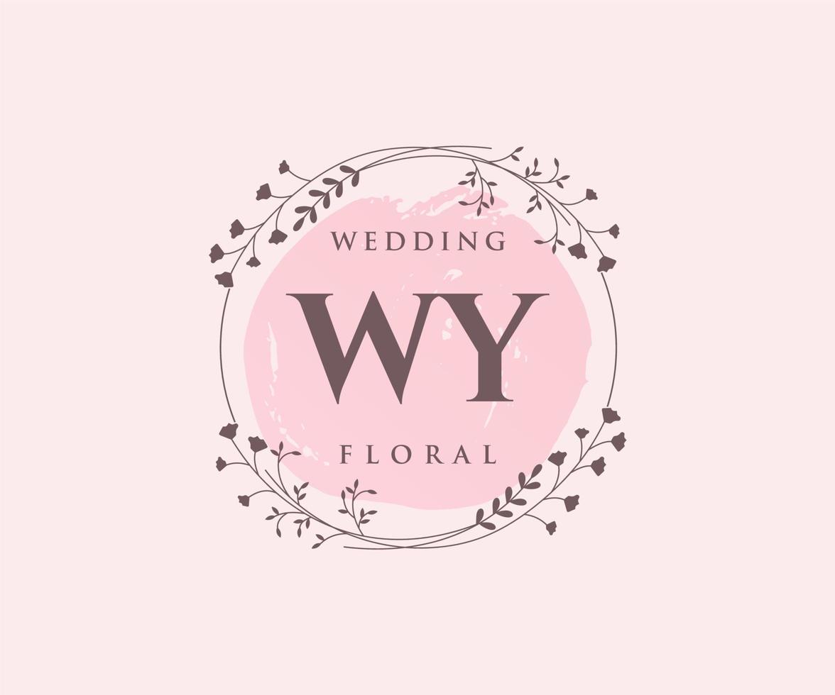 WY Initials letter Wedding monogram logos template, hand drawn modern minimalistic and floral templates for Invitation cards, Save the Date, elegant identity. vector