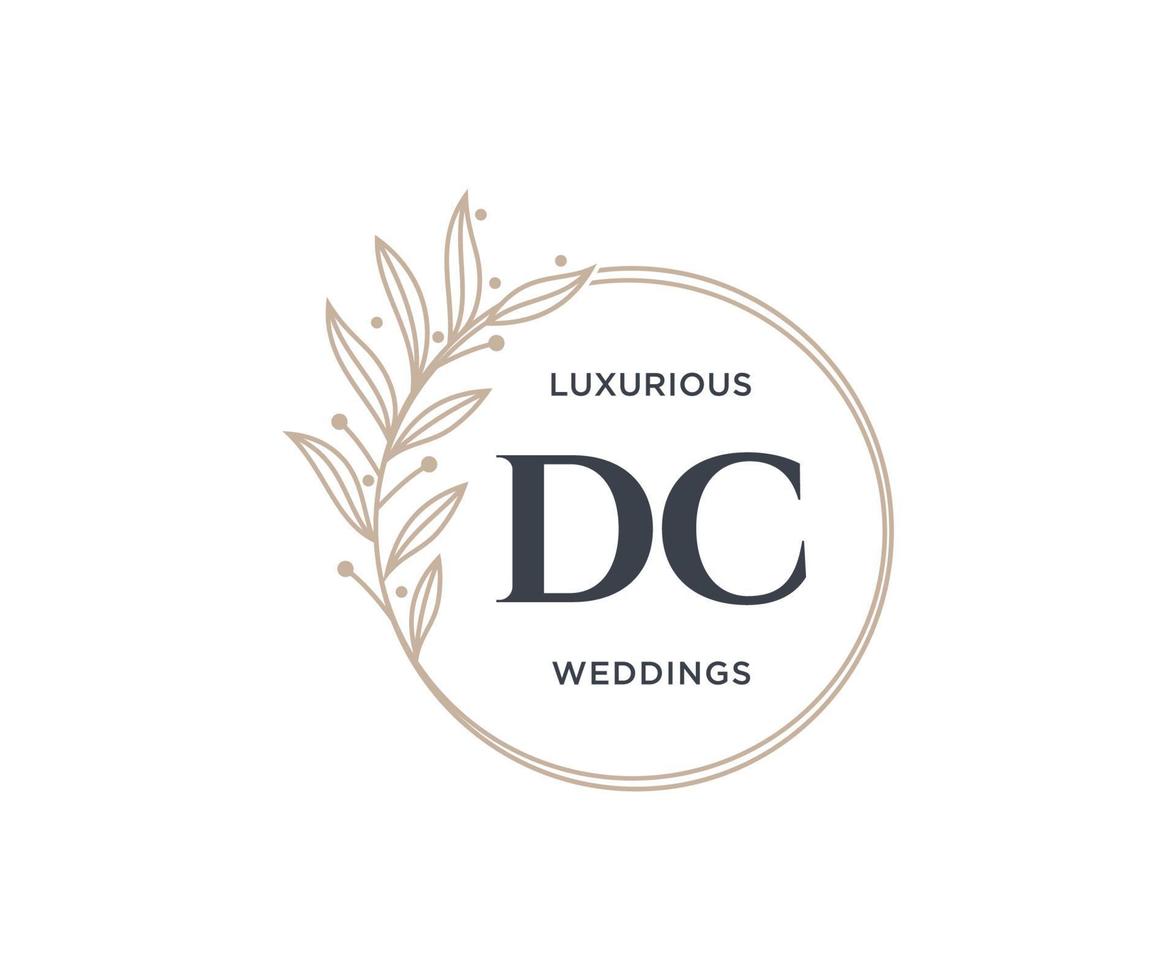 DC Initials letter Wedding monogram logos template, hand drawn modern minimalistic and floral templates for Invitation cards, Save the Date, elegant identity. vector