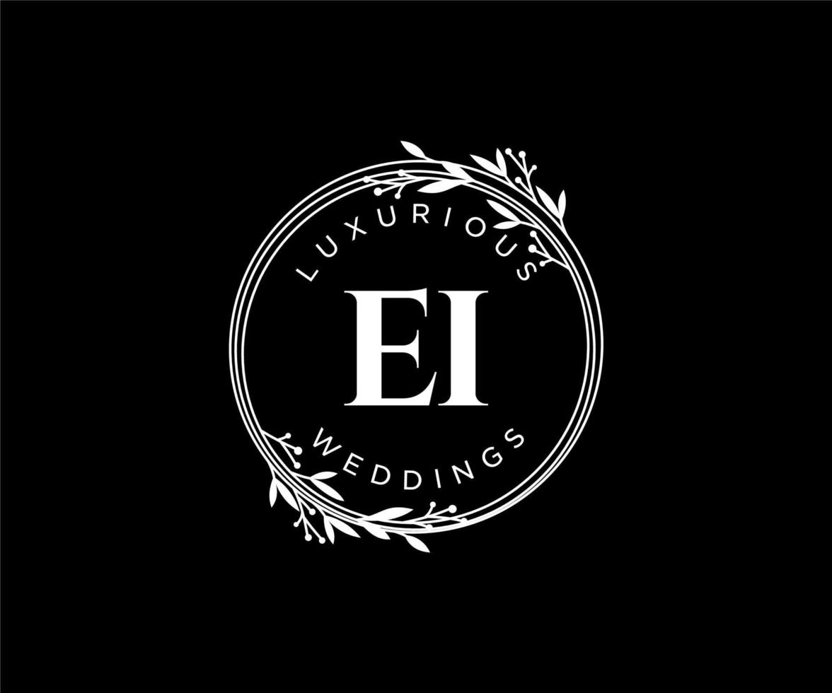 EI Initials letter Wedding monogram logos template, hand drawn modern minimalistic and floral templates for Invitation cards, Save the Date, elegant identity. vector