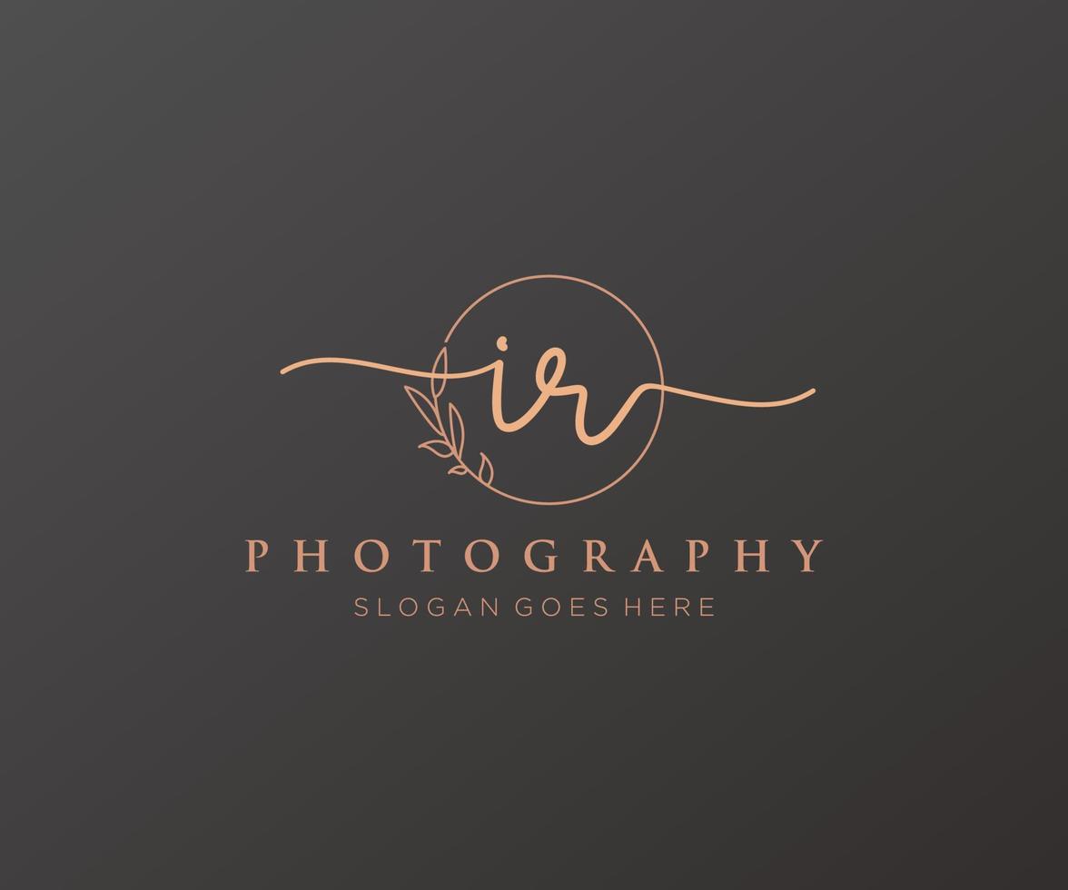 Initial IR feminine logo. Usable for Nature, Salon, Spa, Cosmetic and Beauty Logos. Flat Vector Logo Design Template Element.