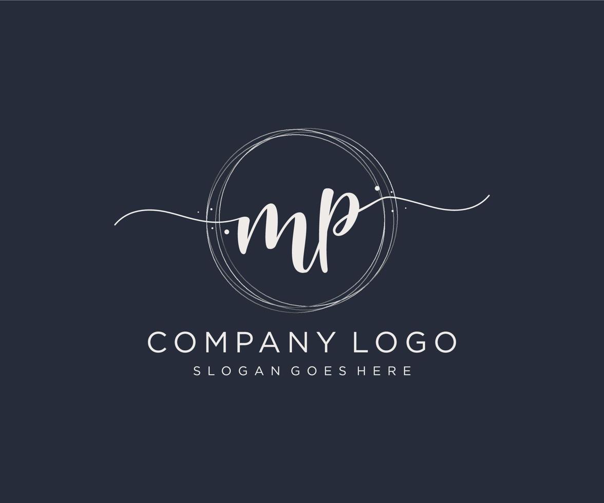 Initial MP feminine logo. Usable for Nature, Salon, Spa, Cosmetic and Beauty Logos. Flat Vector Logo Design Template Element.