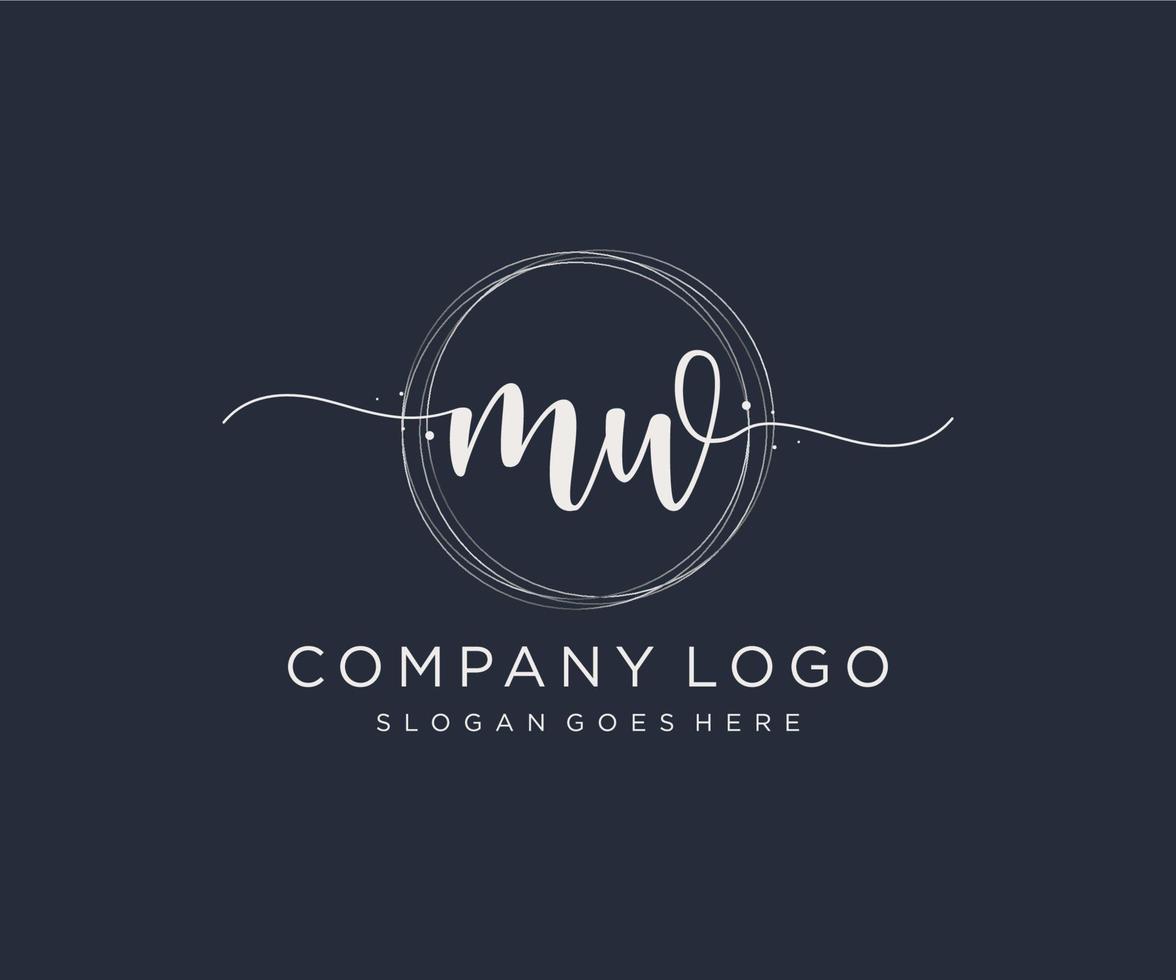 Initial MW feminine logo. Usable for Nature, Salon, Spa, Cosmetic and Beauty Logos. Flat Vector Logo Design Template Element.