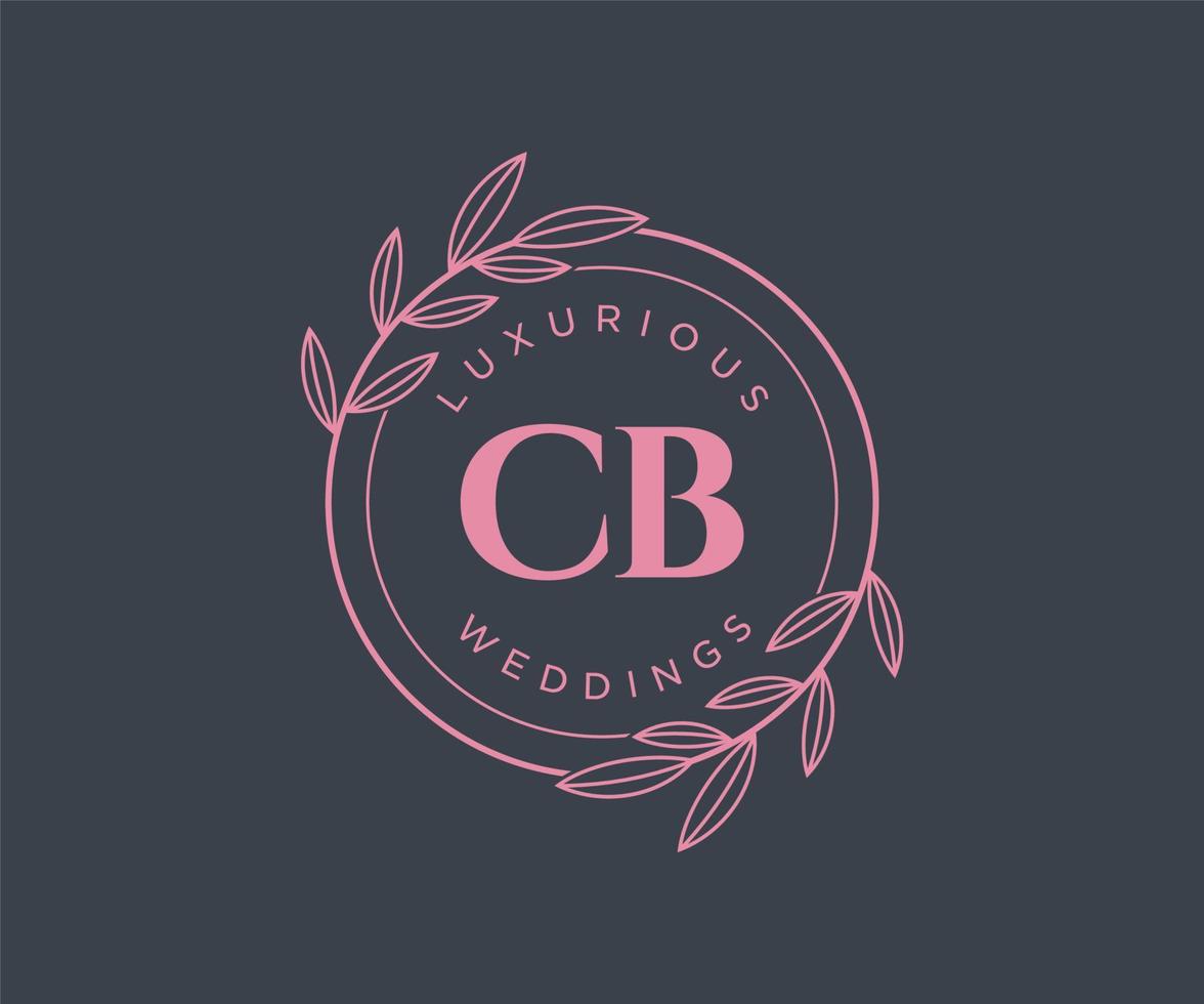 CB Initials letter Wedding monogram logos template, hand drawn modern minimalistic and floral templates for Invitation cards, Save the Date, elegant identity. vector