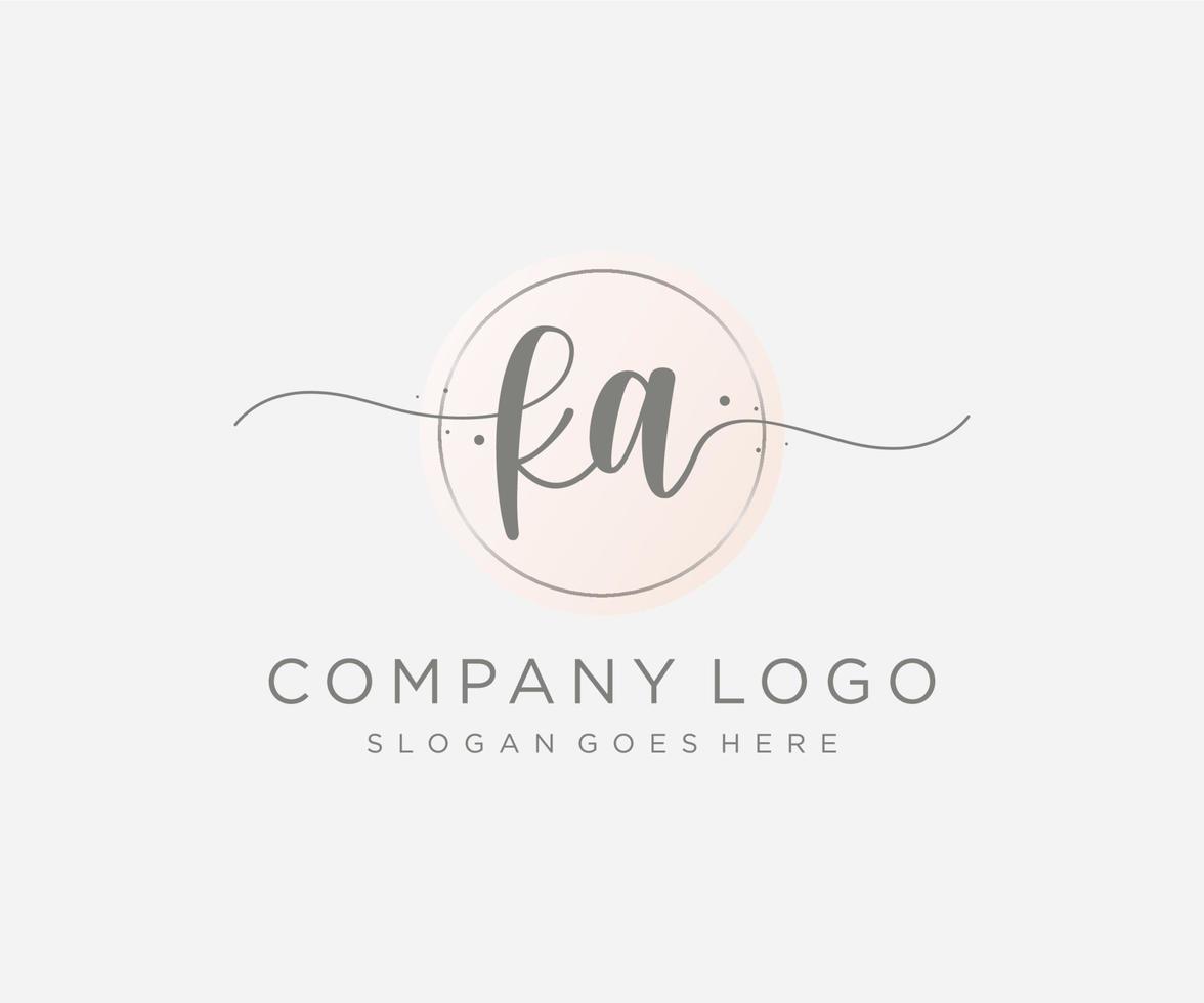 Initial KA feminine logo. Usable for Nature, Salon, Spa, Cosmetic and Beauty Logos. Flat Vector Logo Design Template Element.