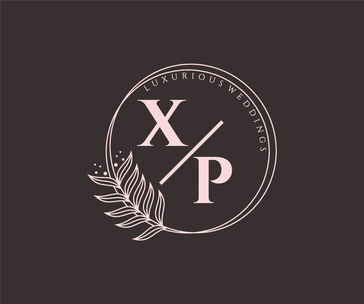 XP Initials letter Wedding monogram logos template, hand drawn modern minimalistic and floral templates for Invitation cards, Save the Date, elegant identity. vector