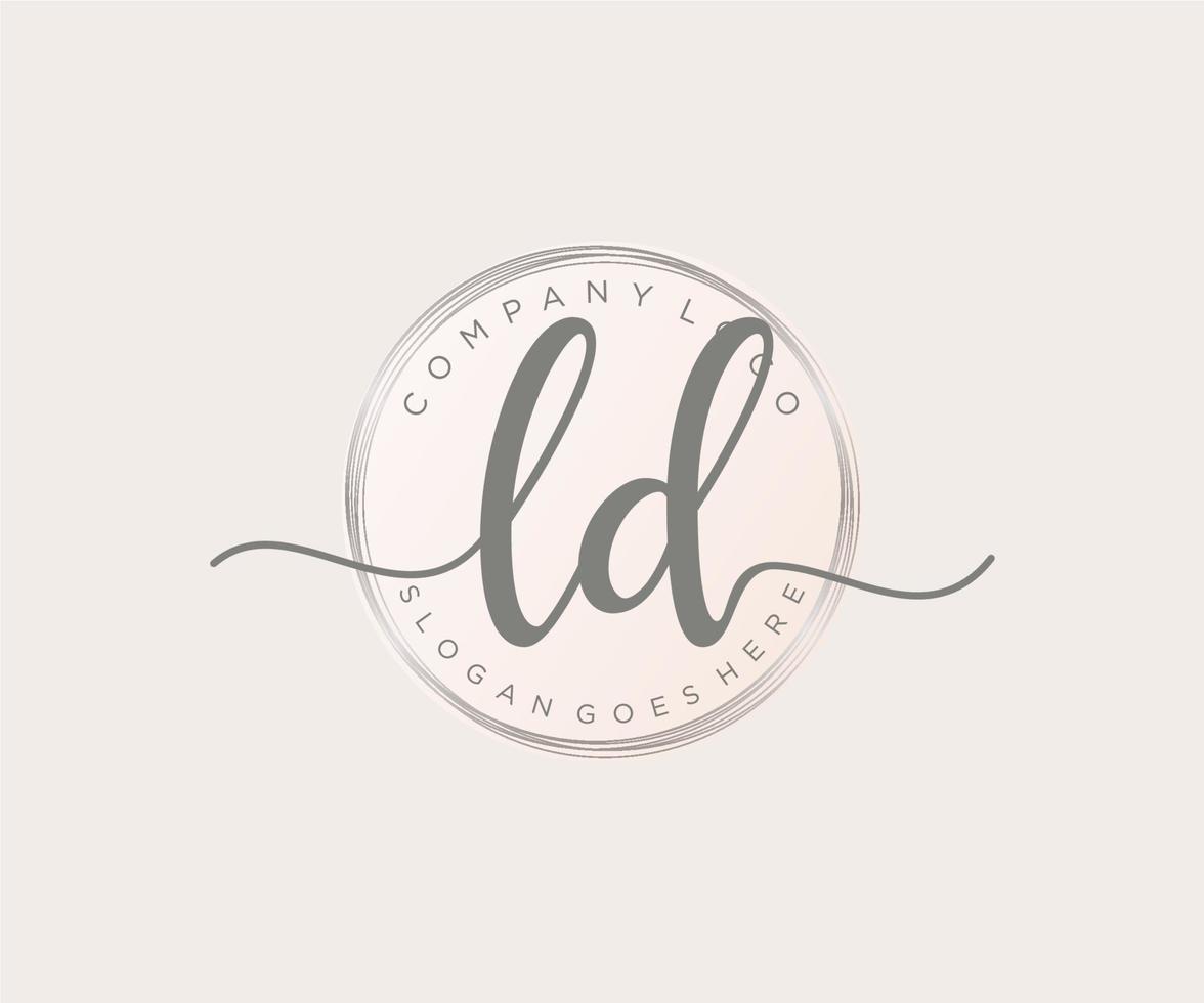 logotipo femenino inicial ld. utilizable para logotipos de naturaleza, salón, spa, cosmética y belleza. elemento de plantilla de diseño de logotipo de vector plano.