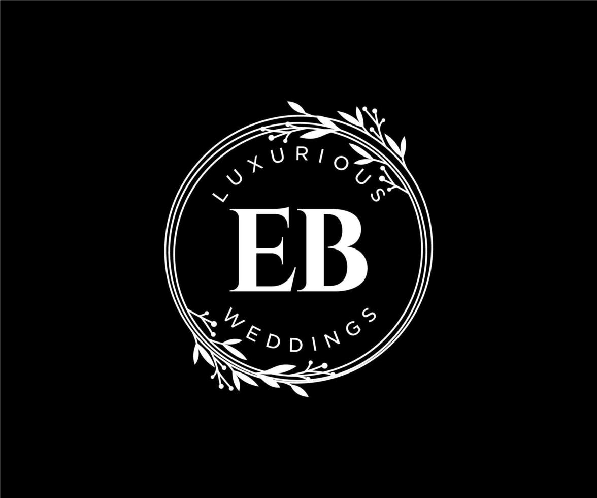 EB Initials letter Wedding monogram logos template, hand drawn modern minimalistic and floral templates for Invitation cards, Save the Date, elegant identity. vector